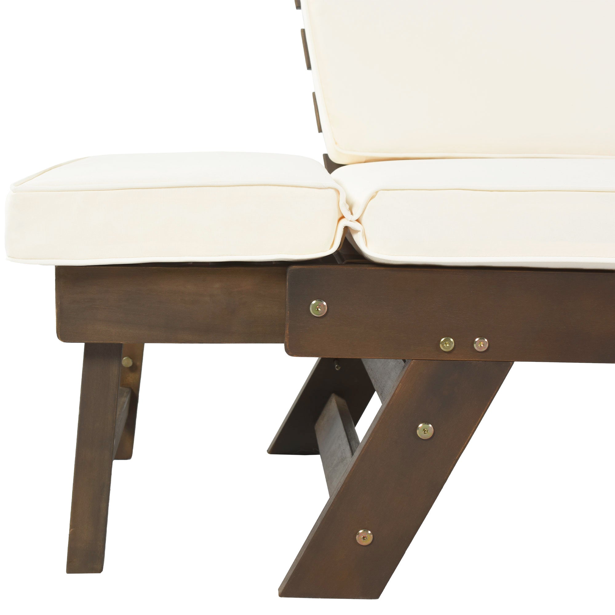 TOPMAX Outdoor Adjustable Patio Wooden Daybed Sofa Chaise Lounge