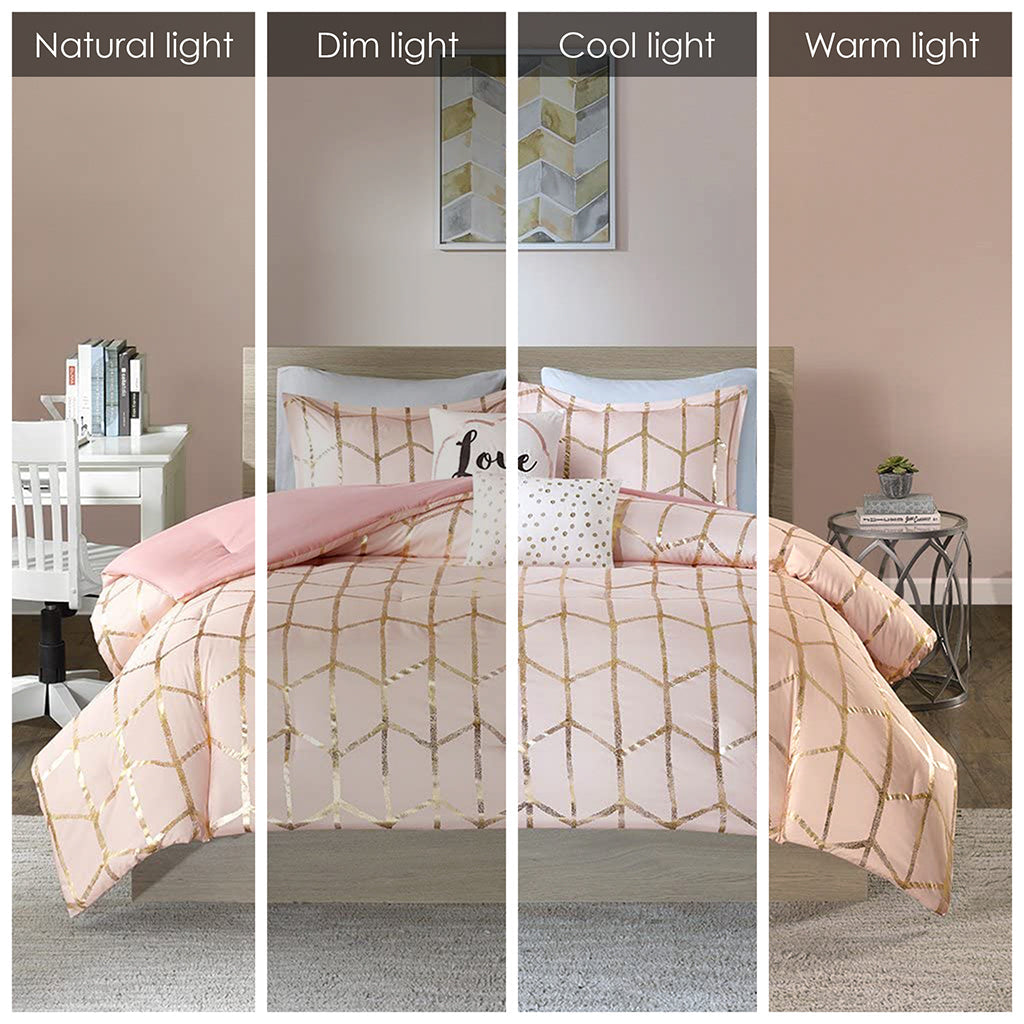 Metallic Full/Queen Printed Comforter Set