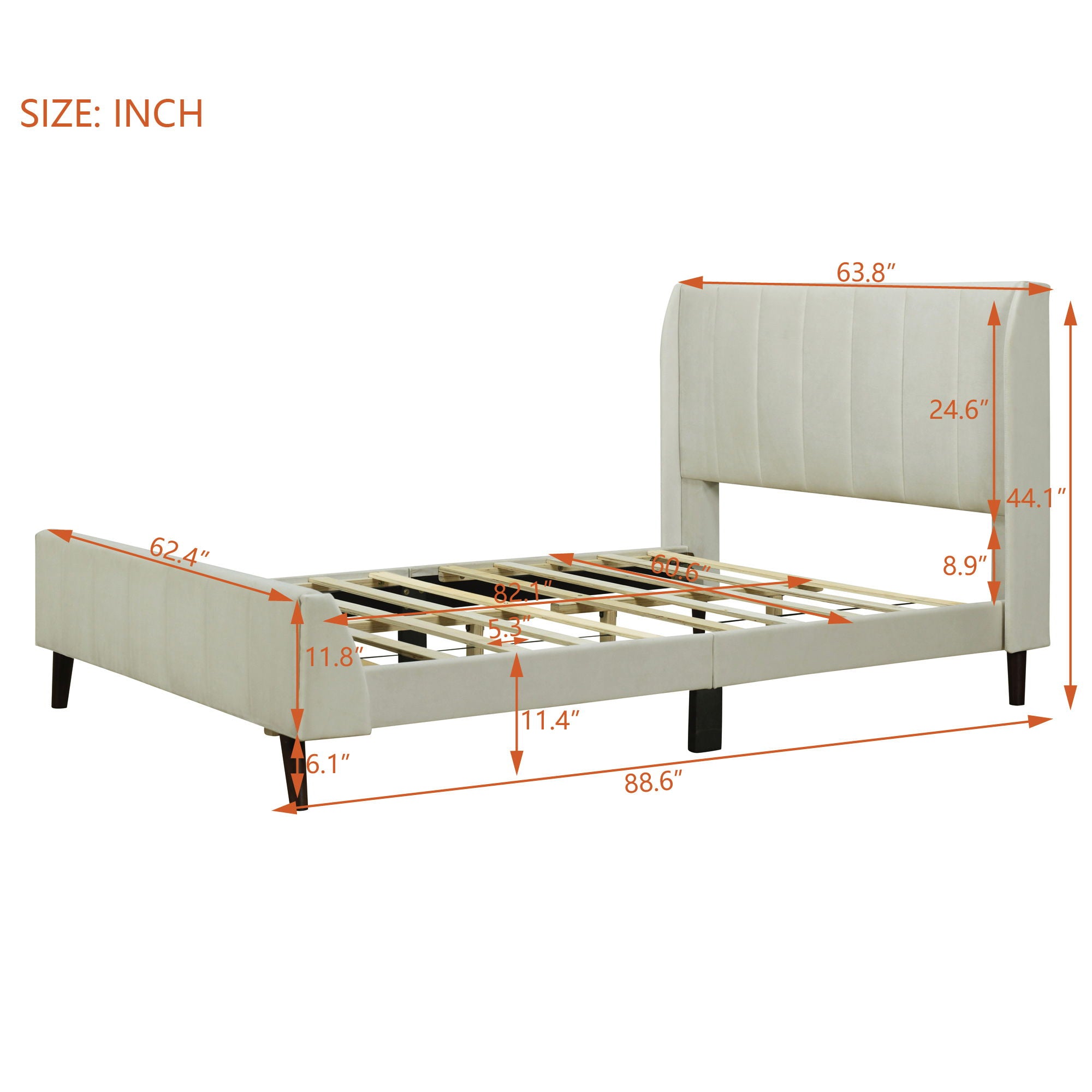 Upholstered Platform Bed Velvet