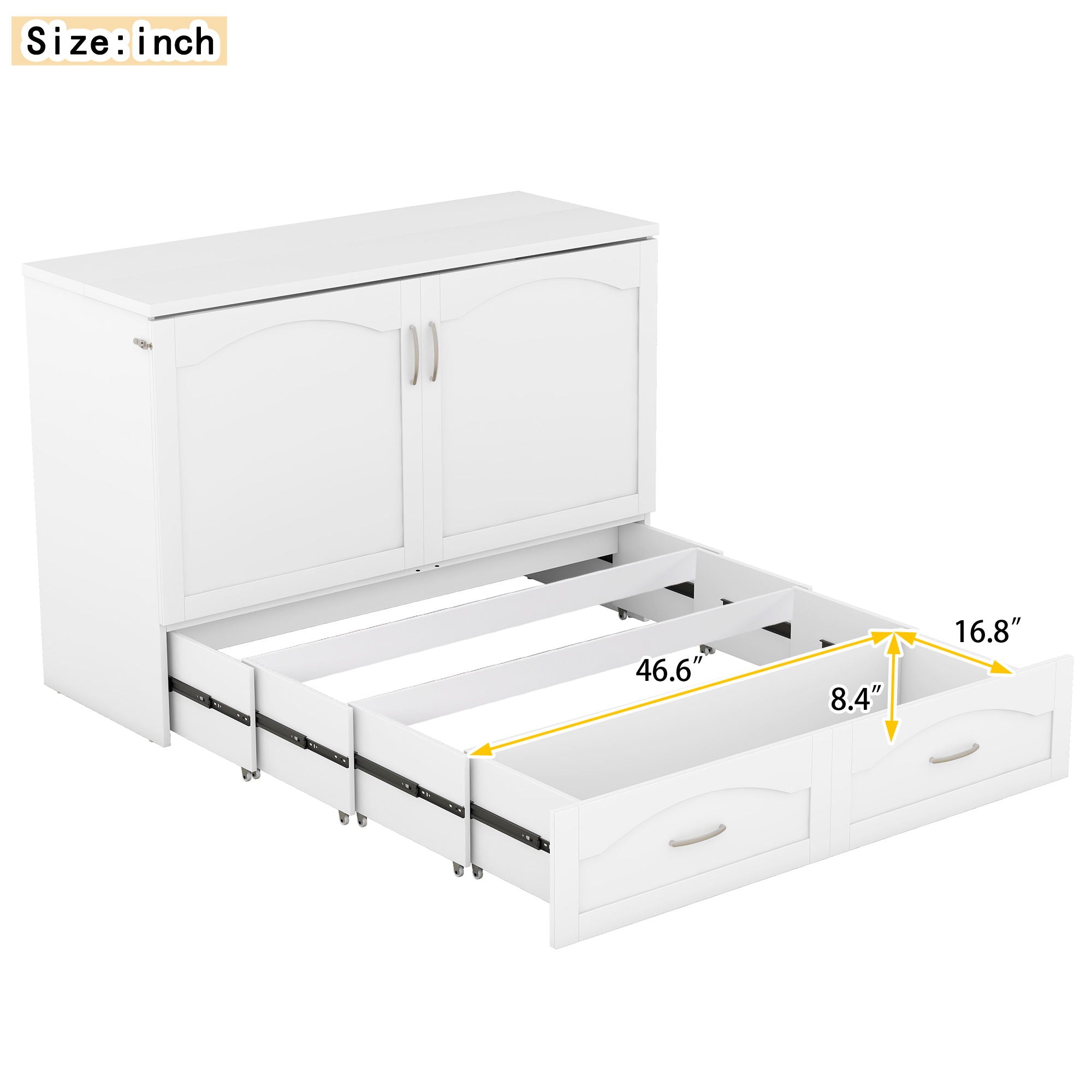 Murphy Wall Bed With Drawer And A Set Of Sockets & USB Ports, Pulley Structure Design