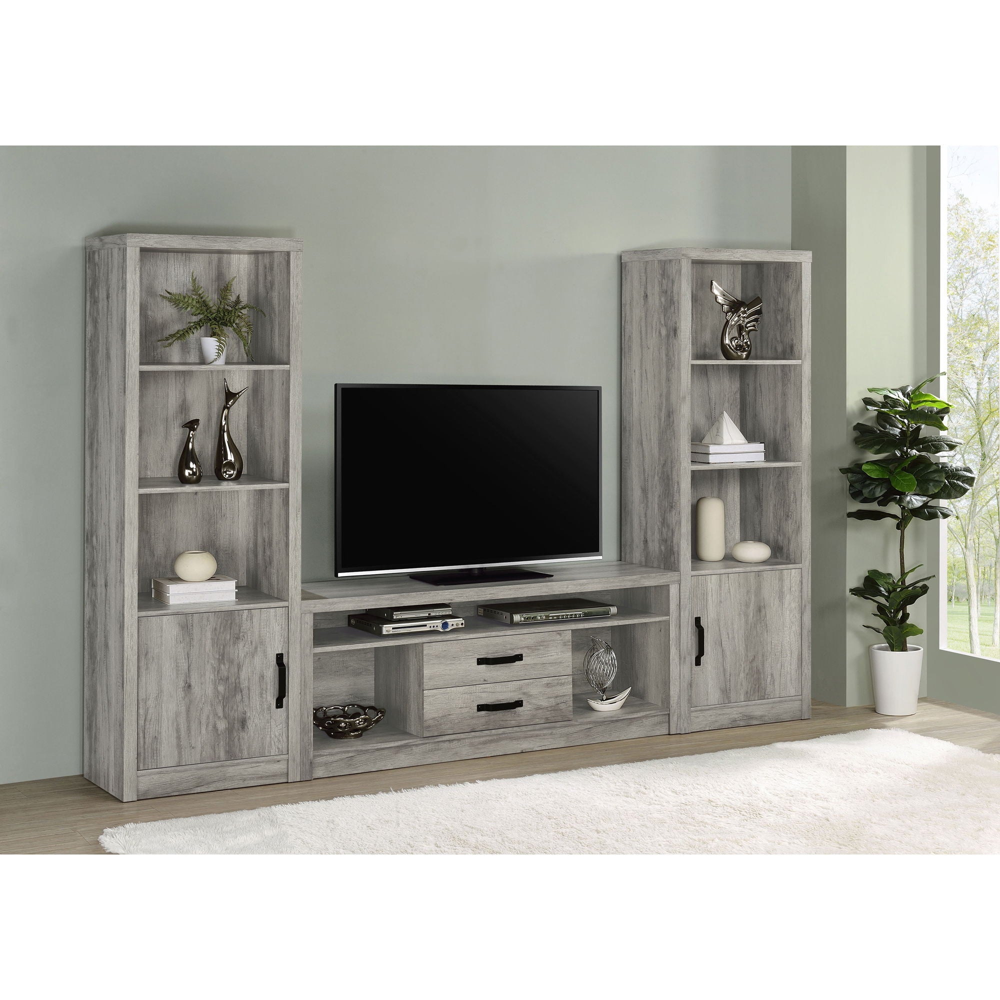 Conifer - 3 Piece TV Entertainment Center With Storage - Gray