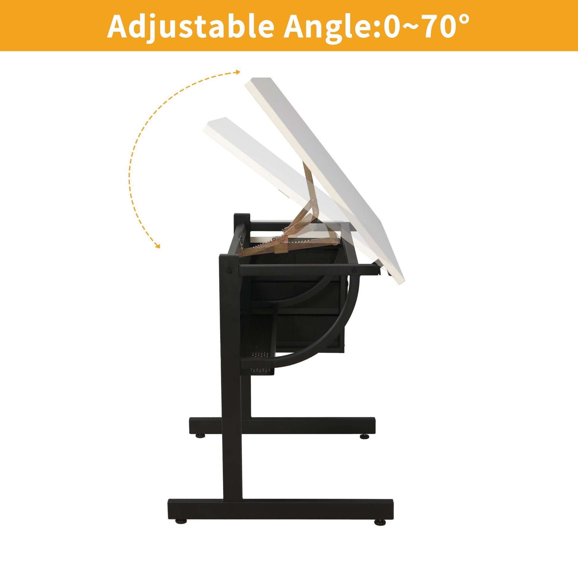 Adjustable Drafting Drawing Table With Stool And 3 Drawers - White / Black - Best Buy Furniture
