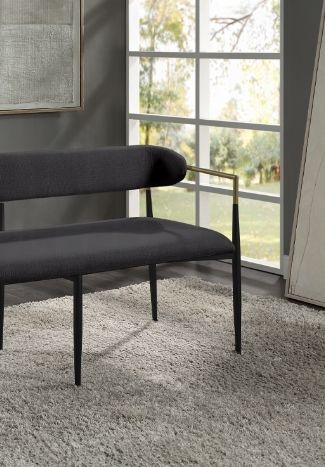 Jaramillo - Chenille Bench - Black - Best Buy Furniture