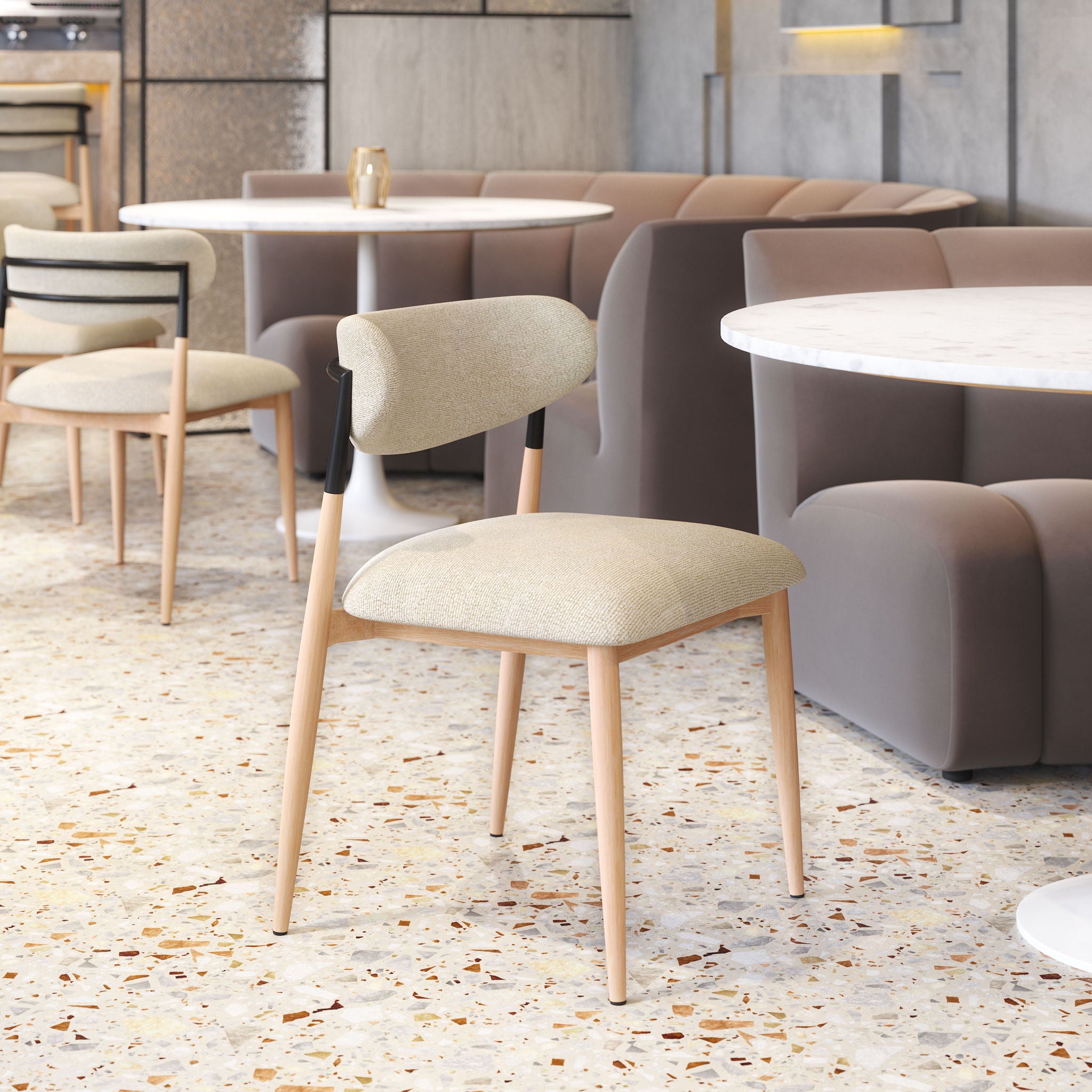 Equinox - Armless Dining Chair (Set of 2) - Oyster Gray & Natural