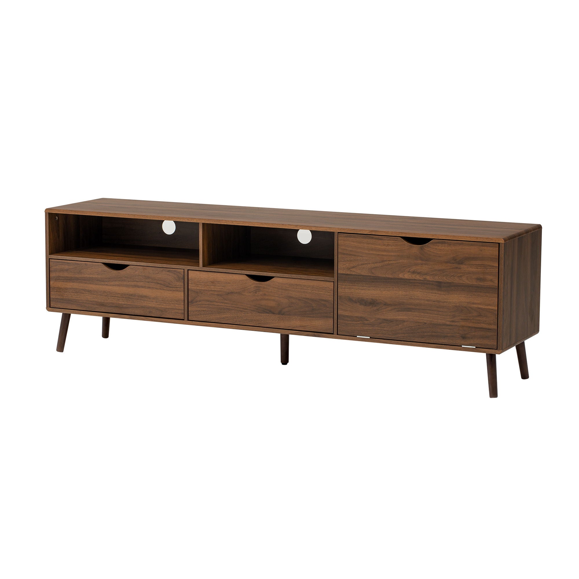 TV Stand With 2 Drawers, 1 Drop Down Door, Media Console Table - Natural