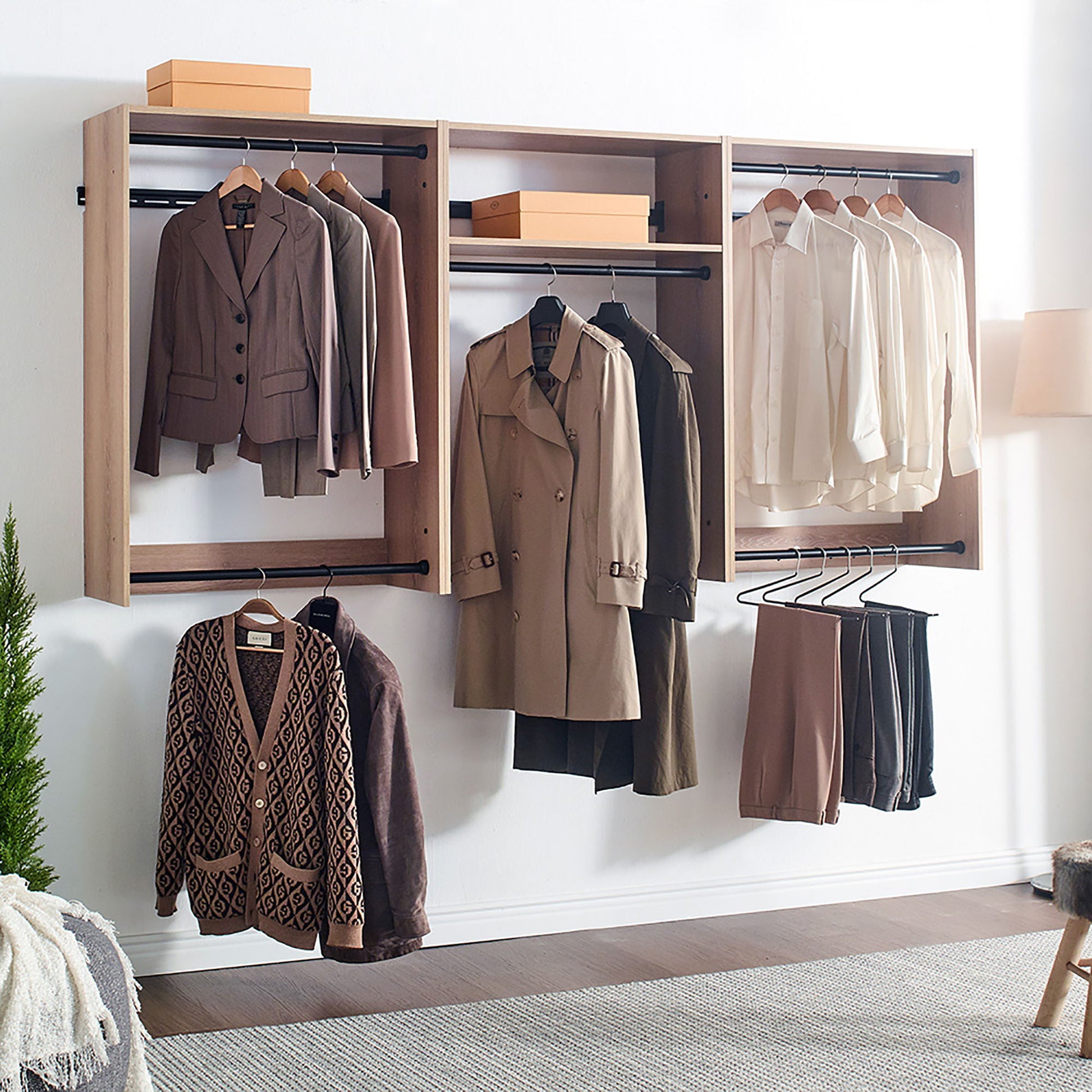 Devi - Wall Mounted Wood Closet System - Best Buy Furniture