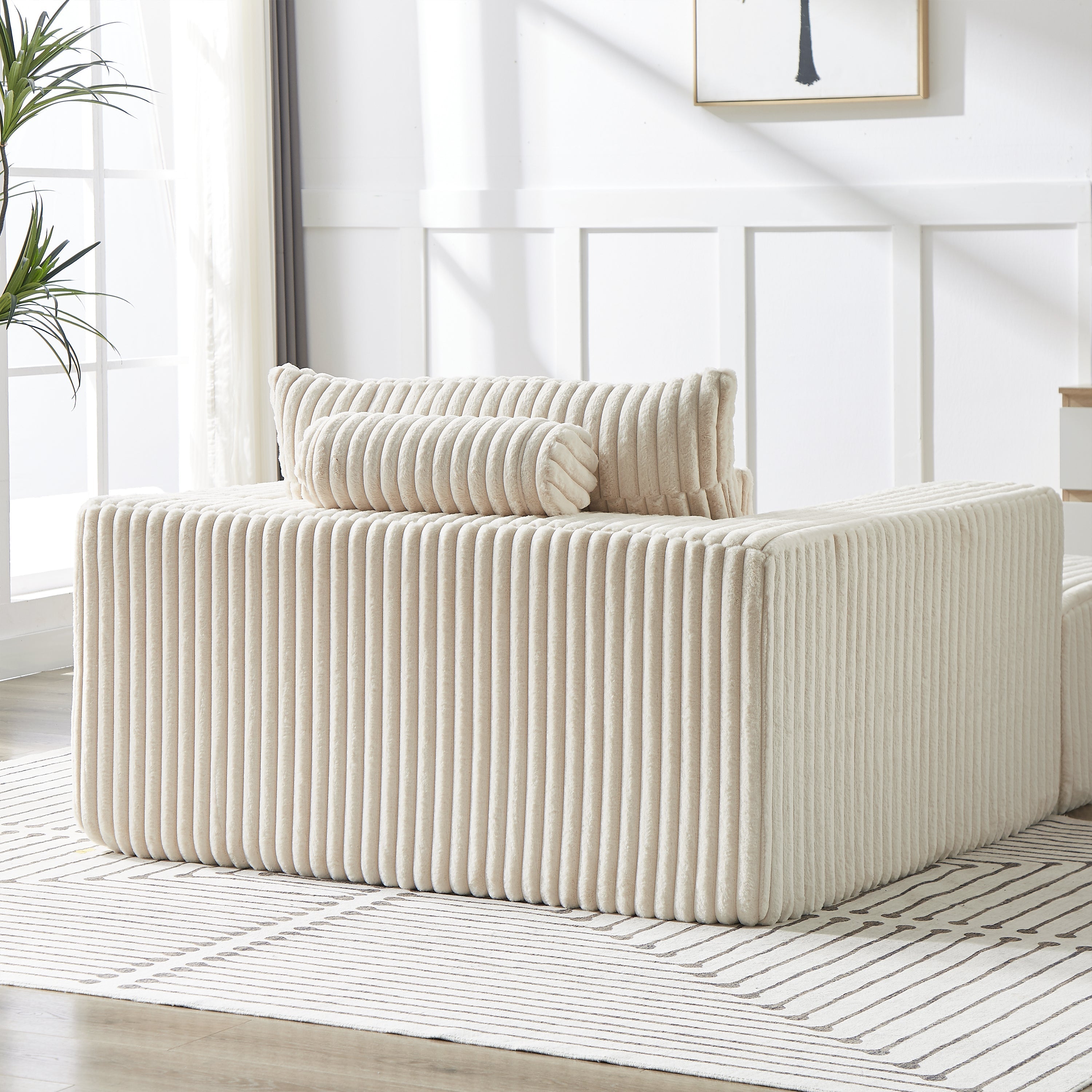 75-Inch Corduroy Sofa Lounge Chair with Removable Footrest