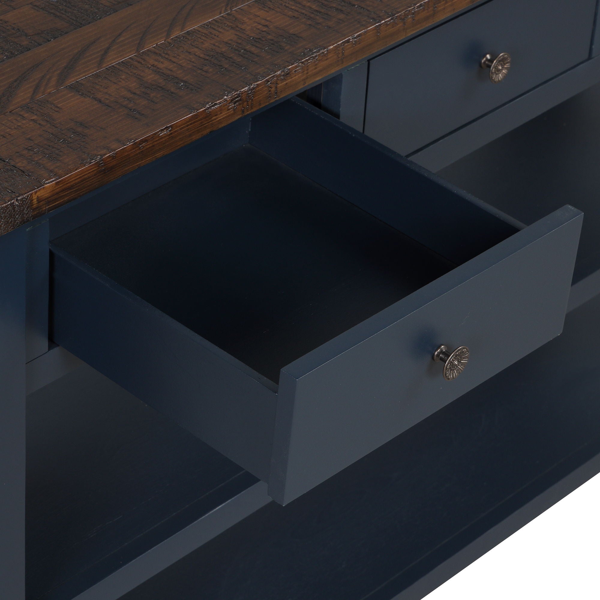 49'' Rectangular Solid 3 Drawer 2 Shelf Console Table - Blue