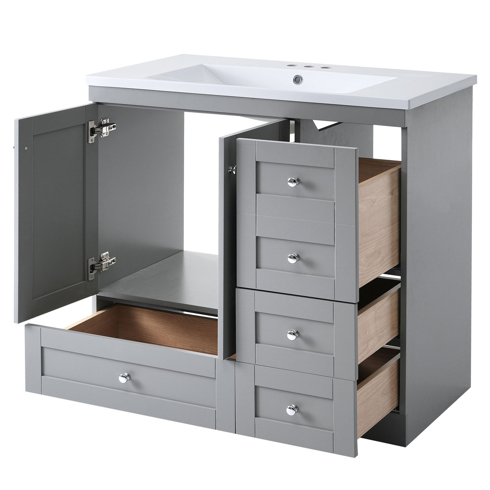 Shaker Free Standing Bathroom Vanity Cabinet With Sink, Soft Close Drawers, Soft Close Doors - Best Buy Furniture
