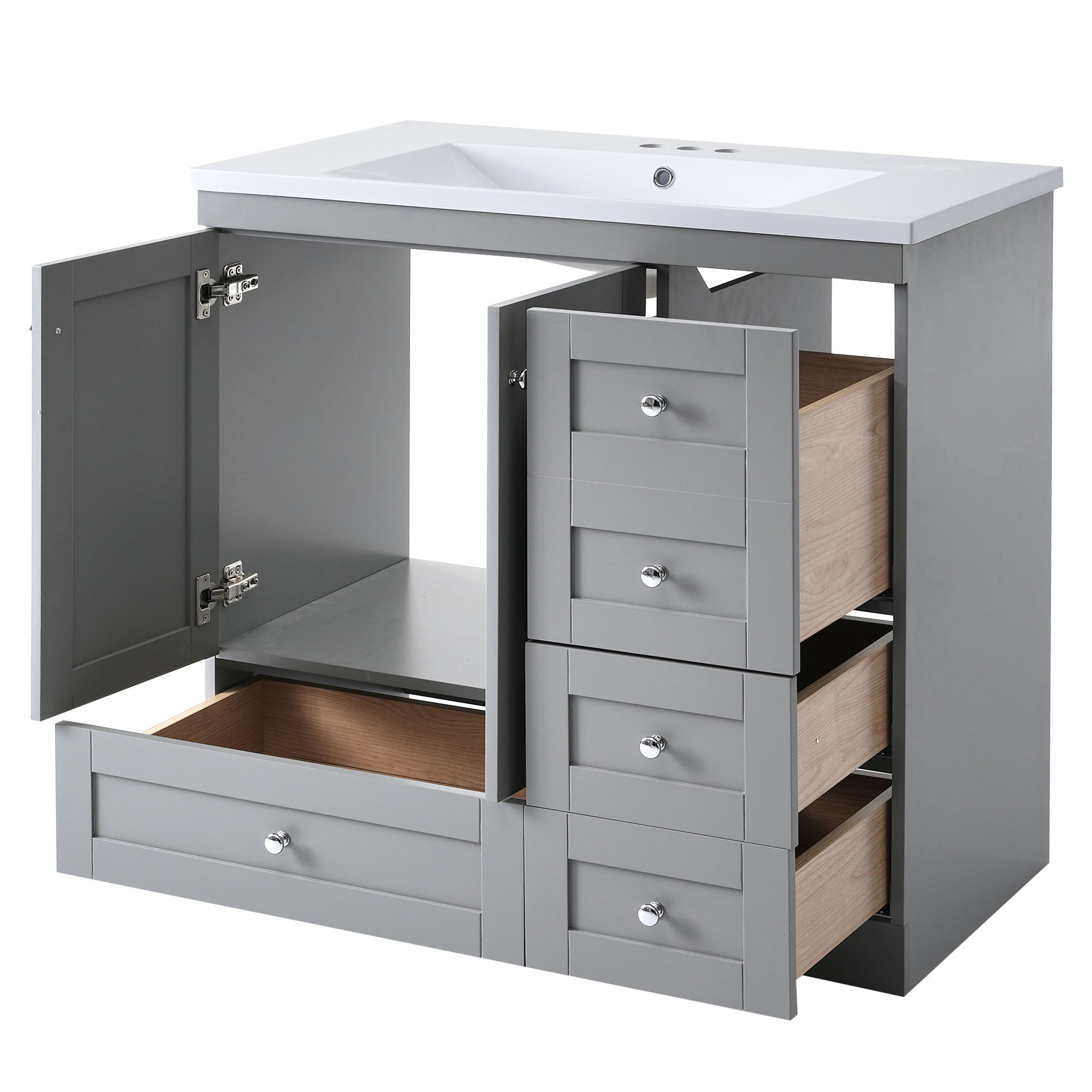 Shaker Free Standing Bathroom Vanity Cabinet With Sink, Soft Close Drawers, Soft Close Doors - Best Buy Furniture