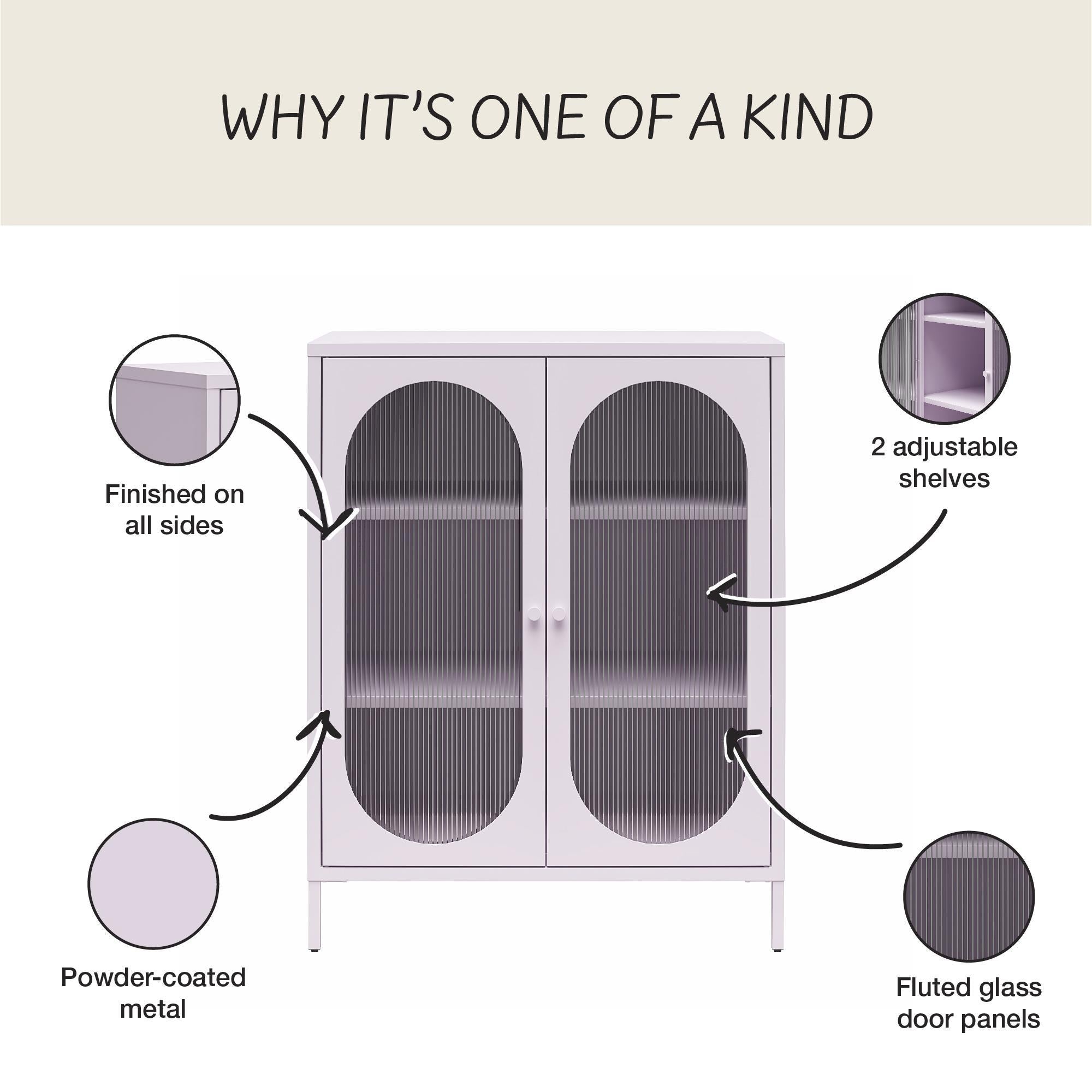 Luna - 2 Door Accent Cabinet With Fluted Glass