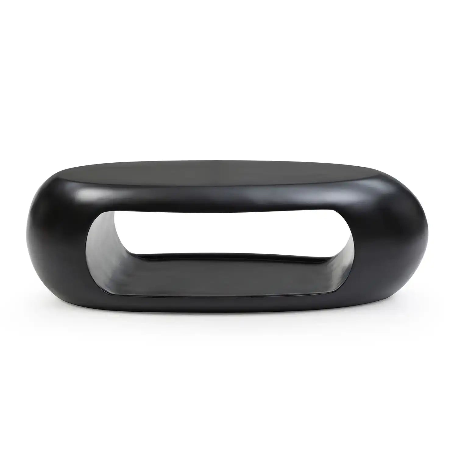 Modern Black Oval Coffee Table, 53.93'' Fiberglass, Living Room