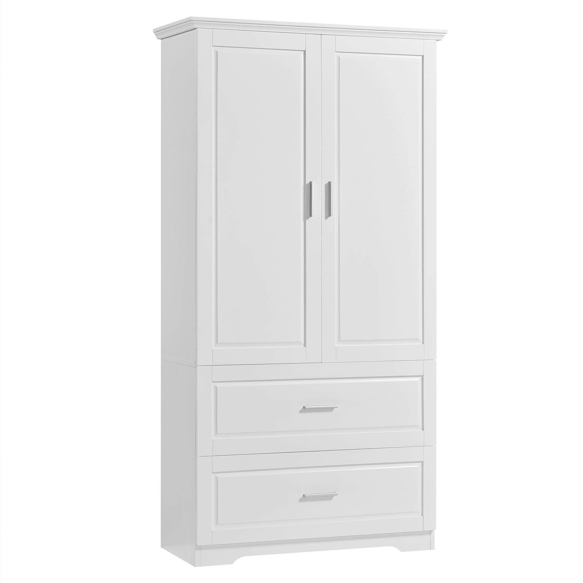 Tall Bathroom Storage Cabinet, Cabinet With 2 Doors And Drawers, Adjustable Shelf