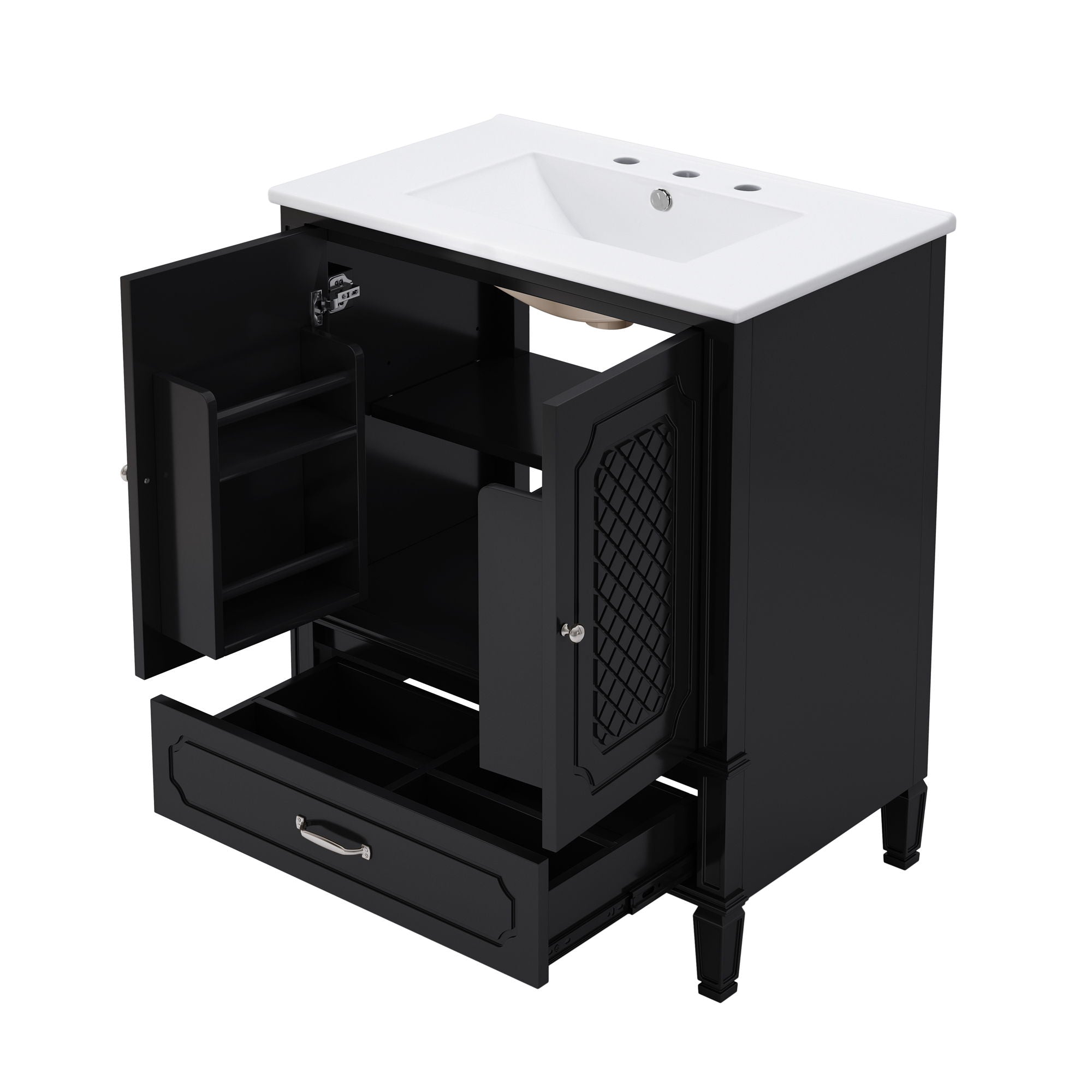 Vintage Style Bathroom Vanity With Sink, Multi Functional Storage, Soft-Closing Door - Best Buy Furniture