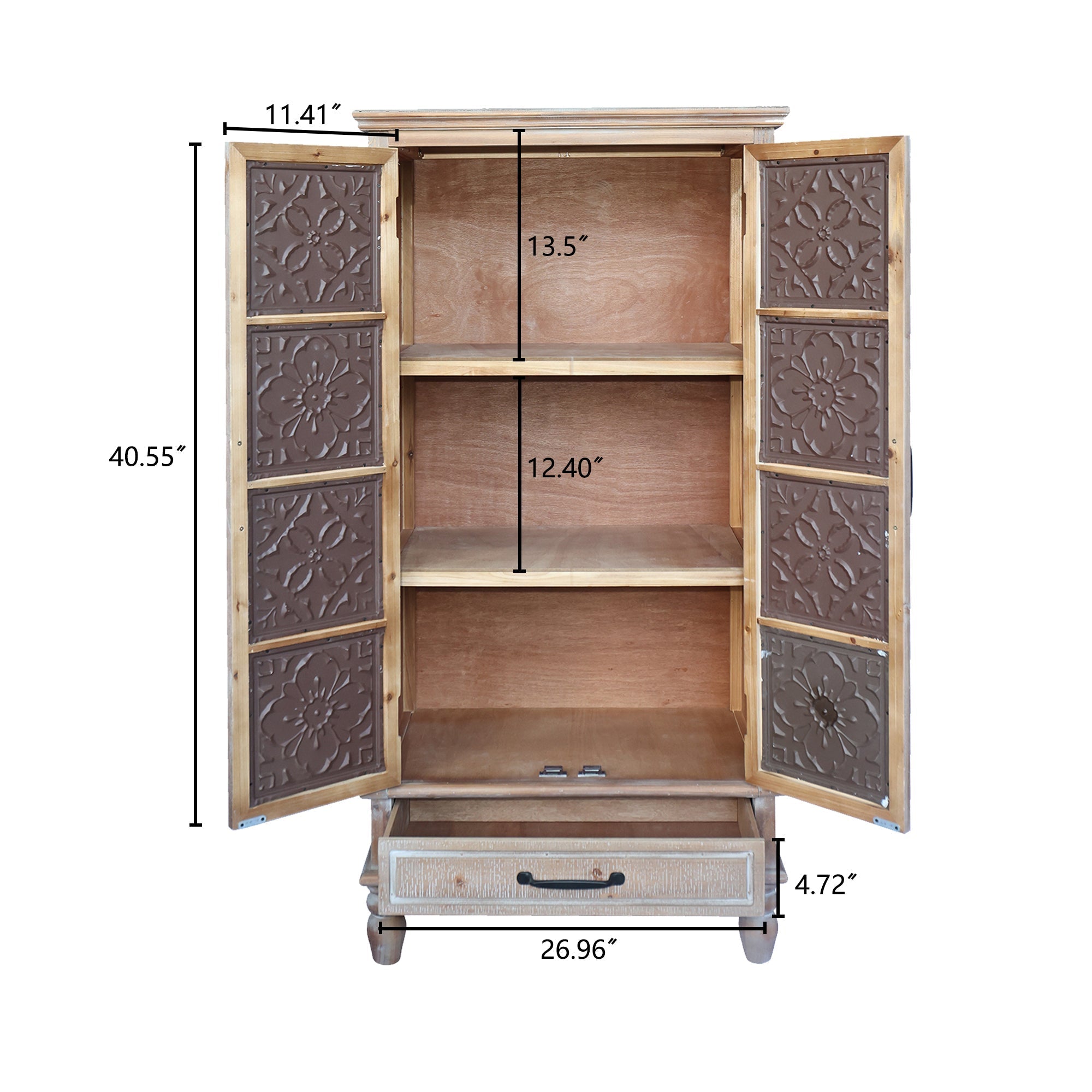55.12" Tall Tower Storage Cabinet - Rustic Fir Wood Pantry