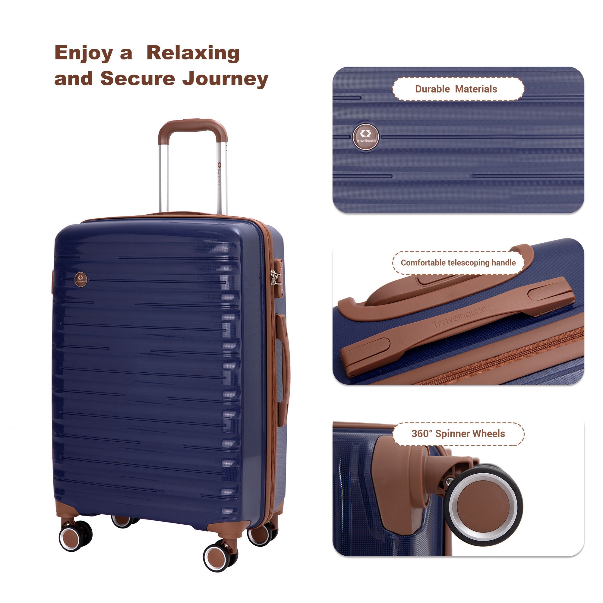 5 Piece Set Hardshell Carry On Luggage Set With Tsa Lock