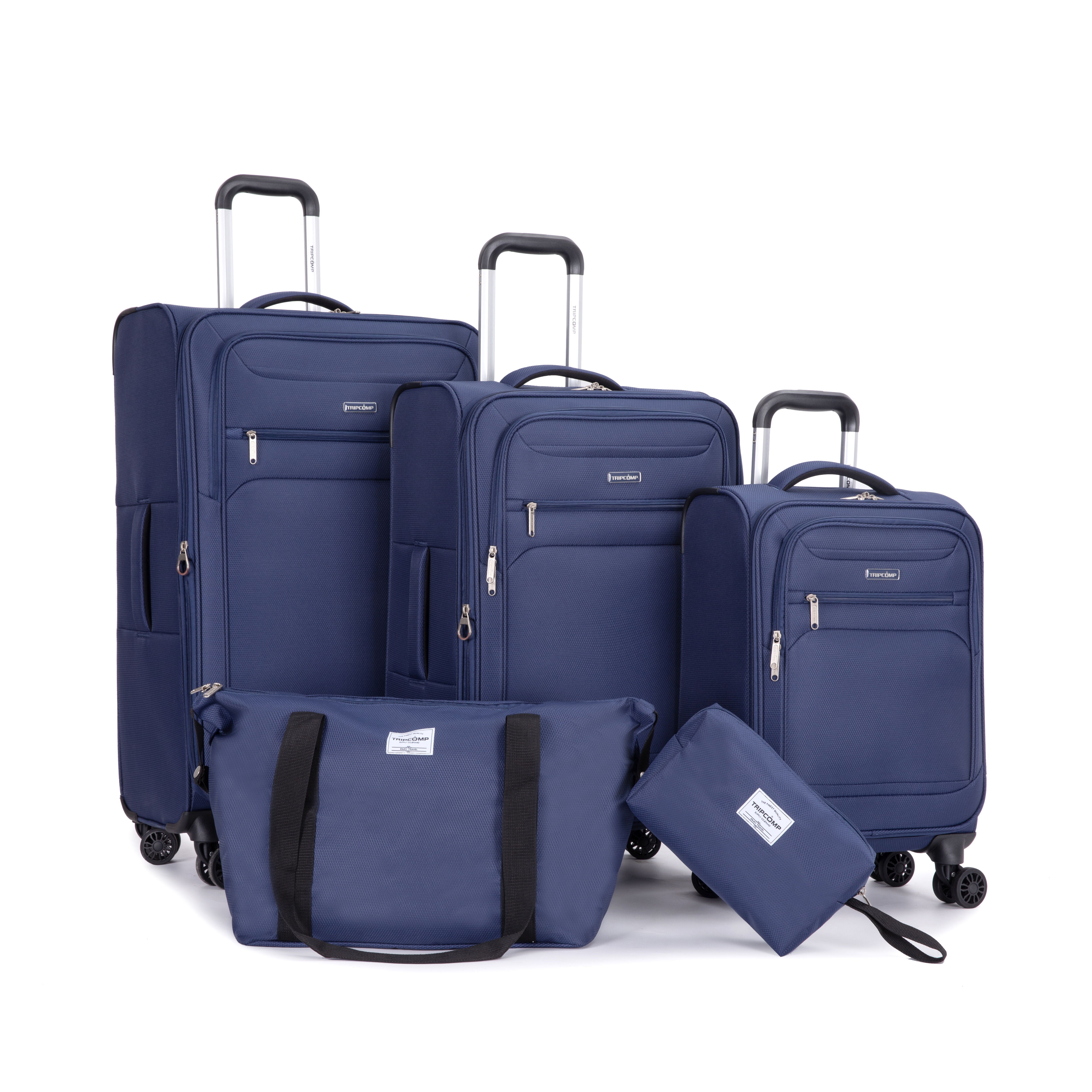 5 Piece Set, Softshell Suitcase Spinner Wheels
