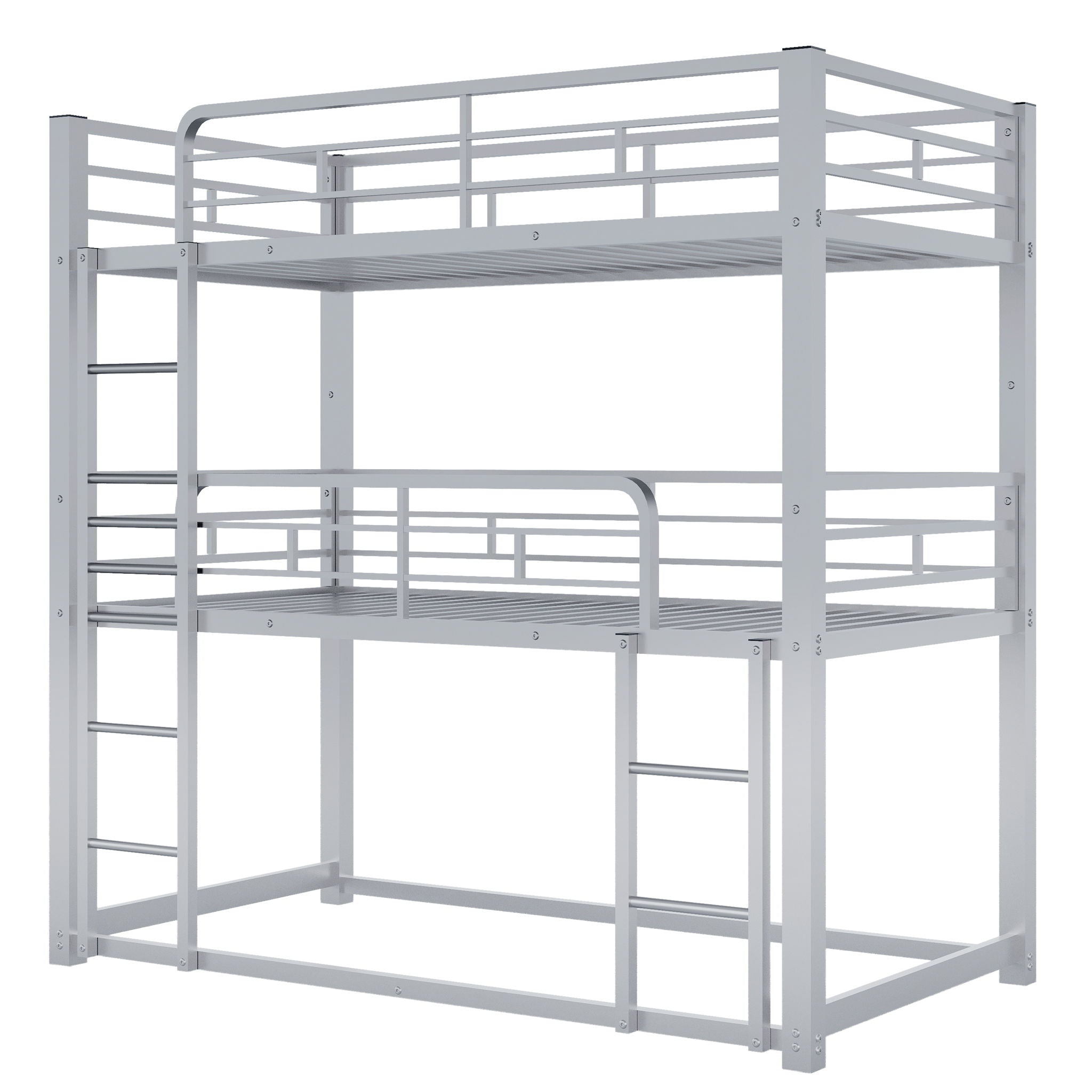 Triple Bunk Bed With Sturdy Construction And Space Saving Design