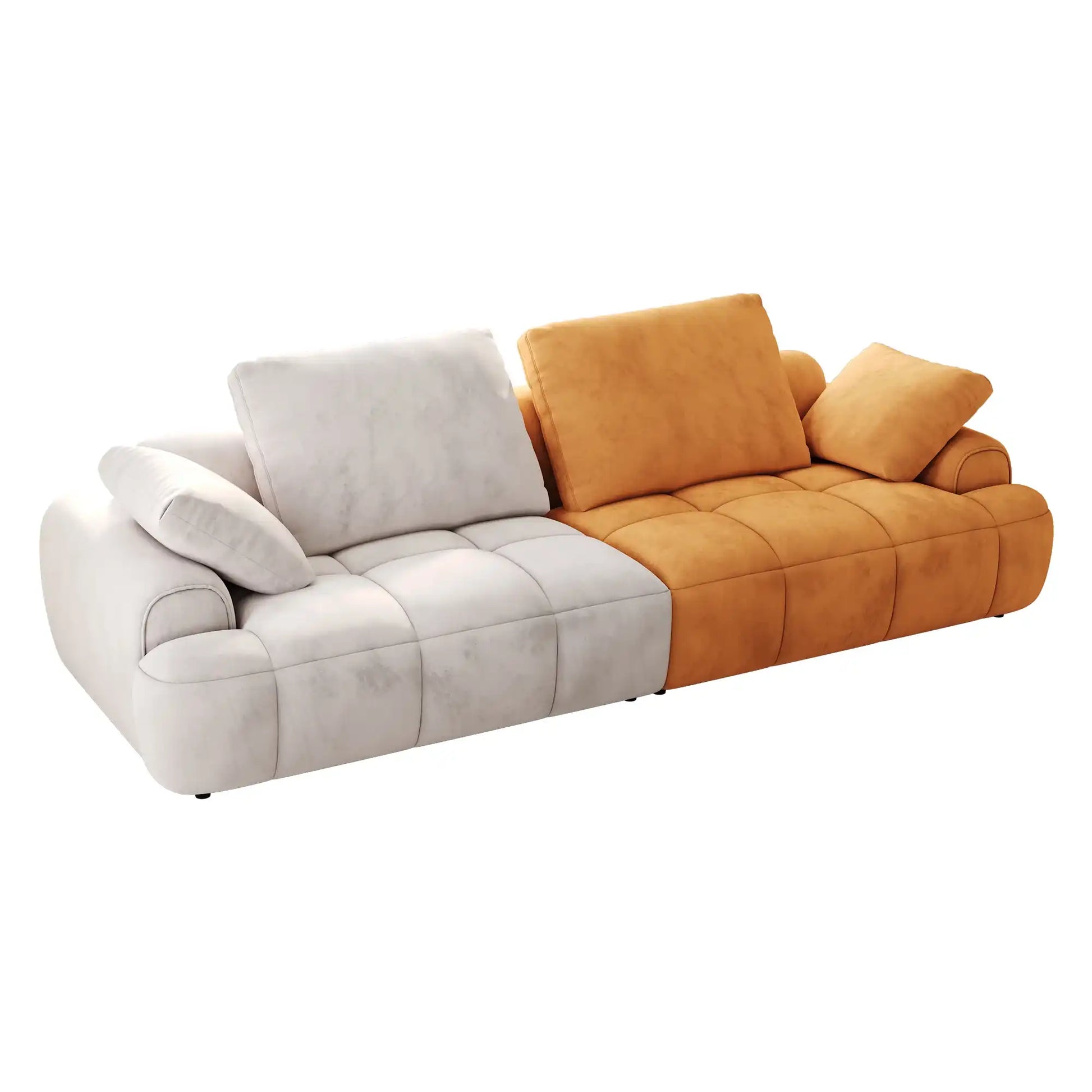 86.6″ Large size two Seat Sofa,Modern Upholstered,Gray paired with yellow suede fabric Increase in sitting height - Best Buy Furniture