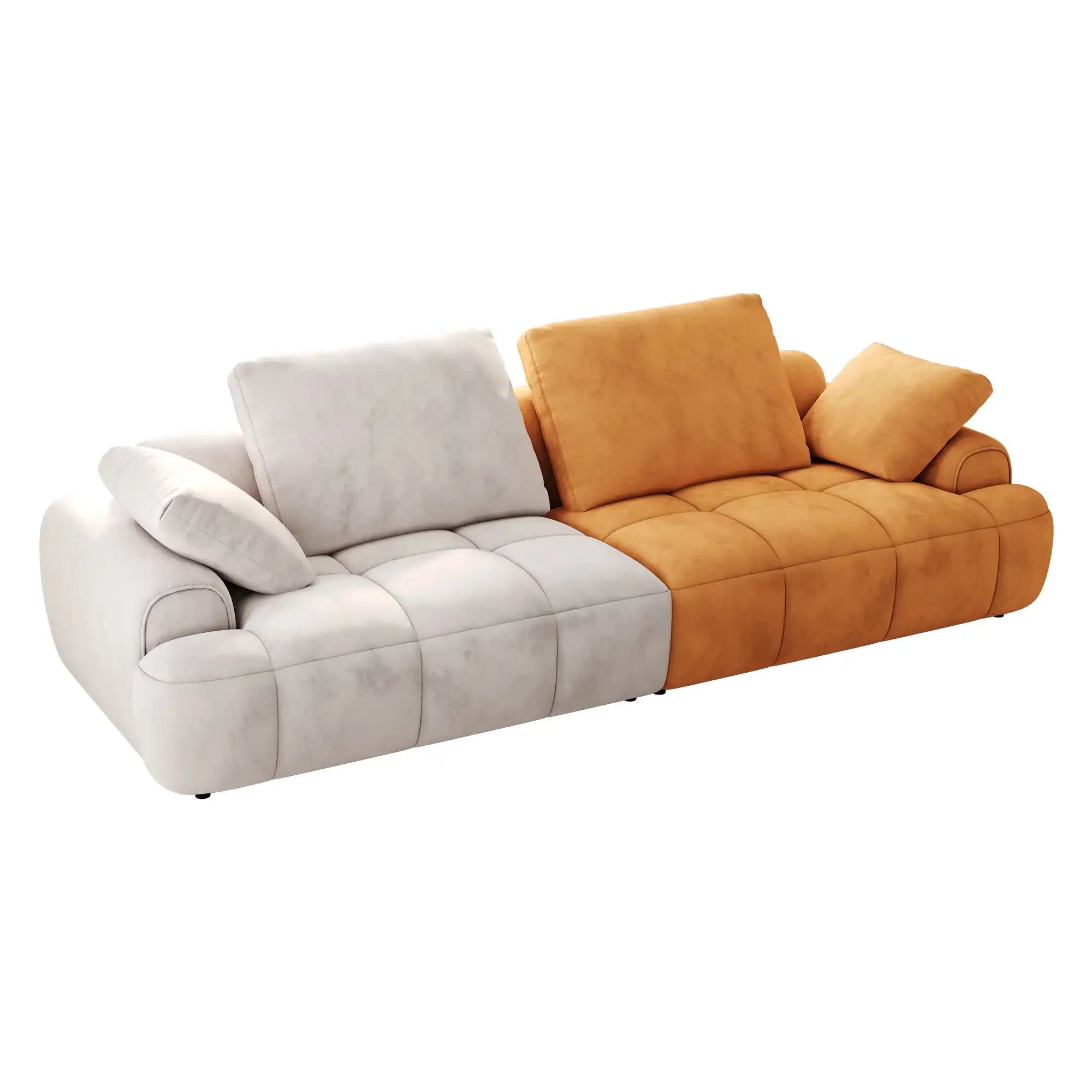 86.6″ Large size two Seat Sofa,Modern Upholstered,Gray paired with yellow suede fabric Increase in sitting height - Best Buy Furniture