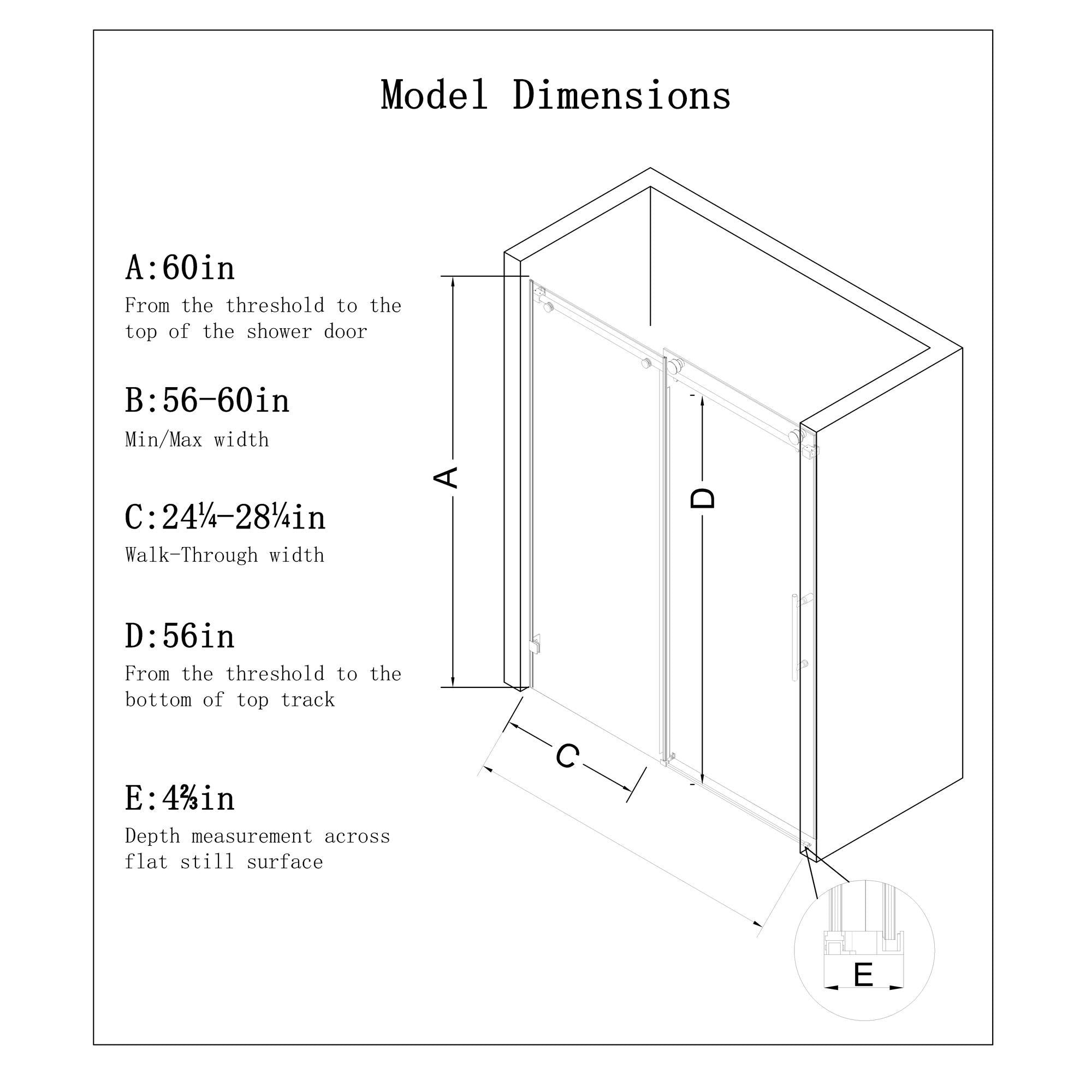 Frameless Single Sliding Shower Door With Soft Close, 5 / 16" Clear Nano Coated Tempered Glass, 60" X 60" - Matte Black - Best Buy Furniture