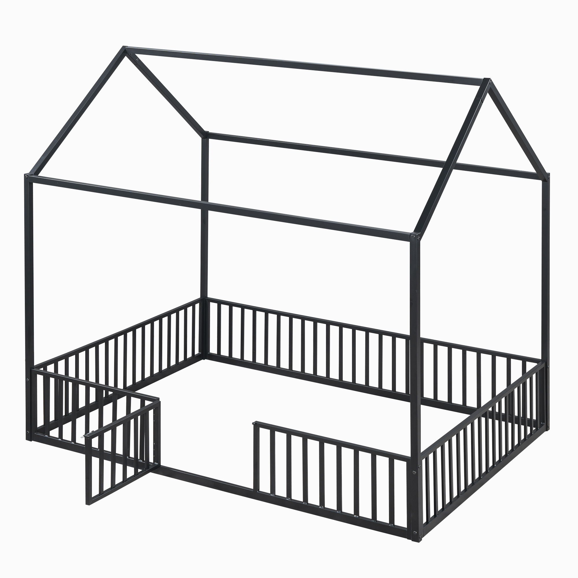 Metal House Bed With Fence And Door