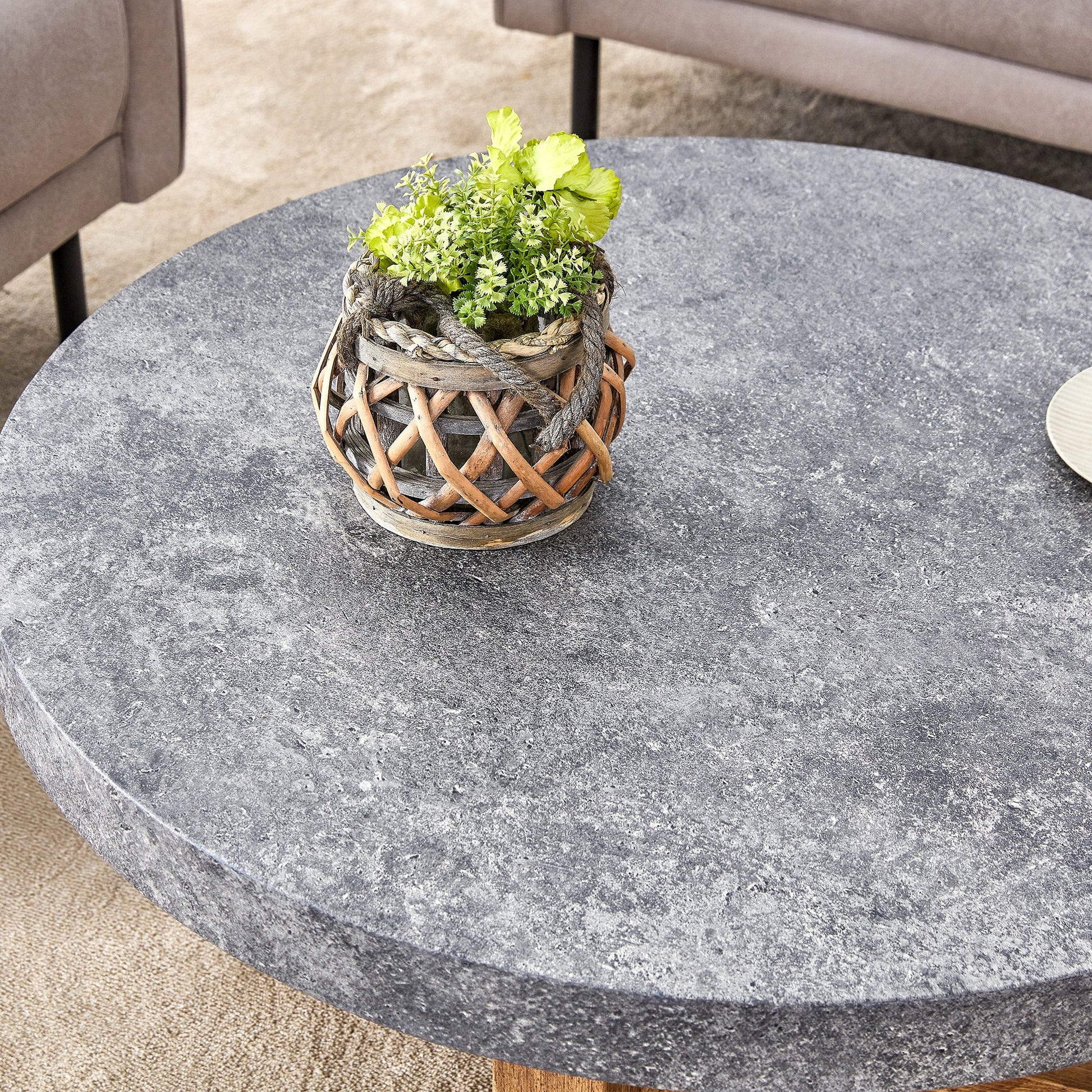 Modern Gray Texture MDF Round Coffee Table - 31.4' Diameter - Best Buy Furniture