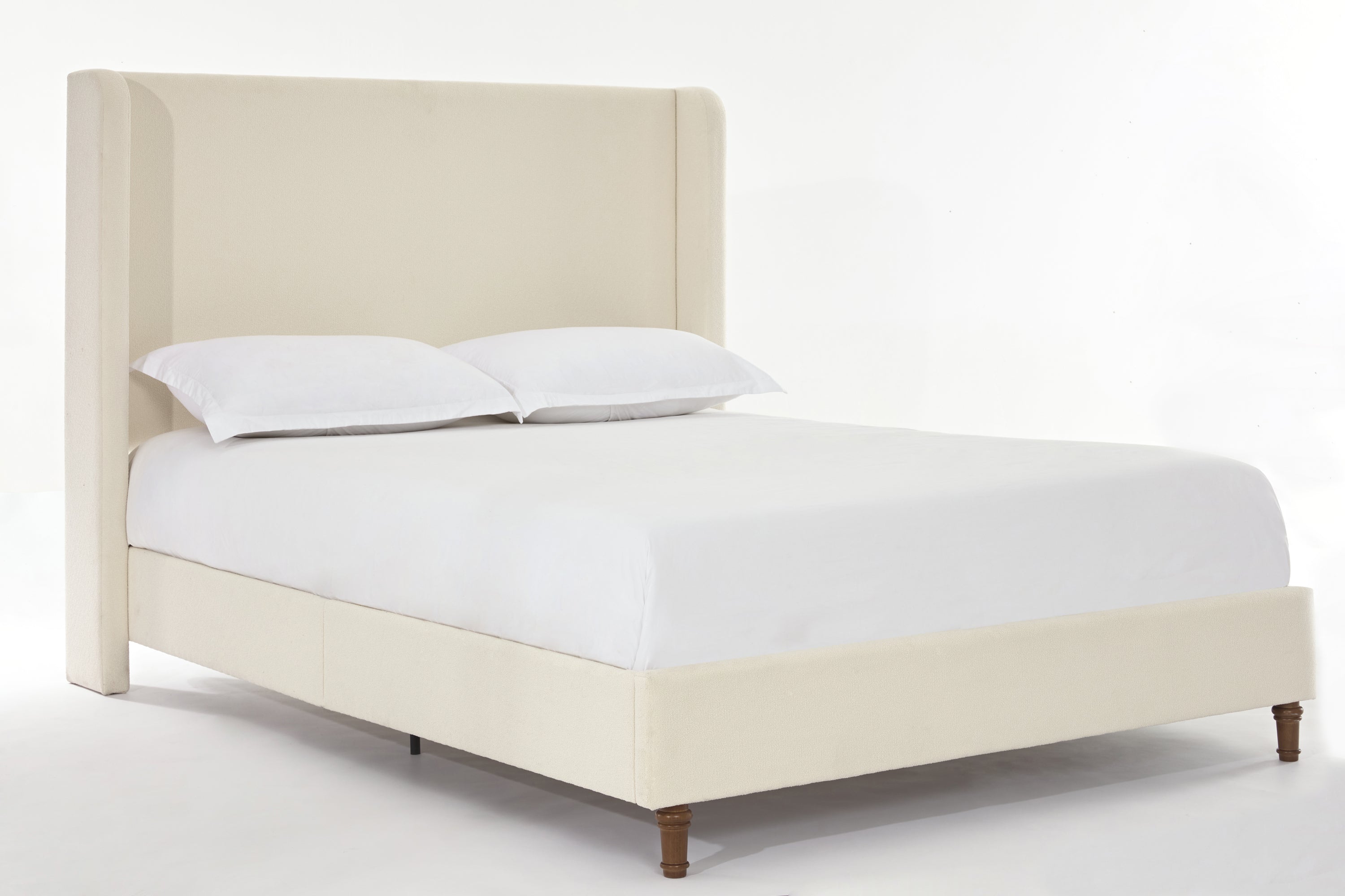 Harper upholstered bed, 54" headboard, ivory boucle
