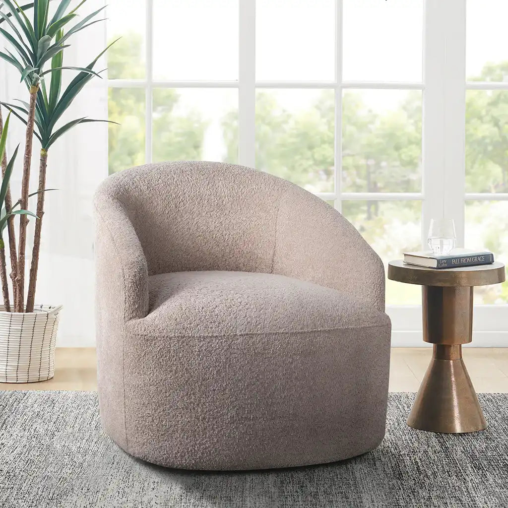 Upholstered 360 Degree Swivel Chair Beige See below