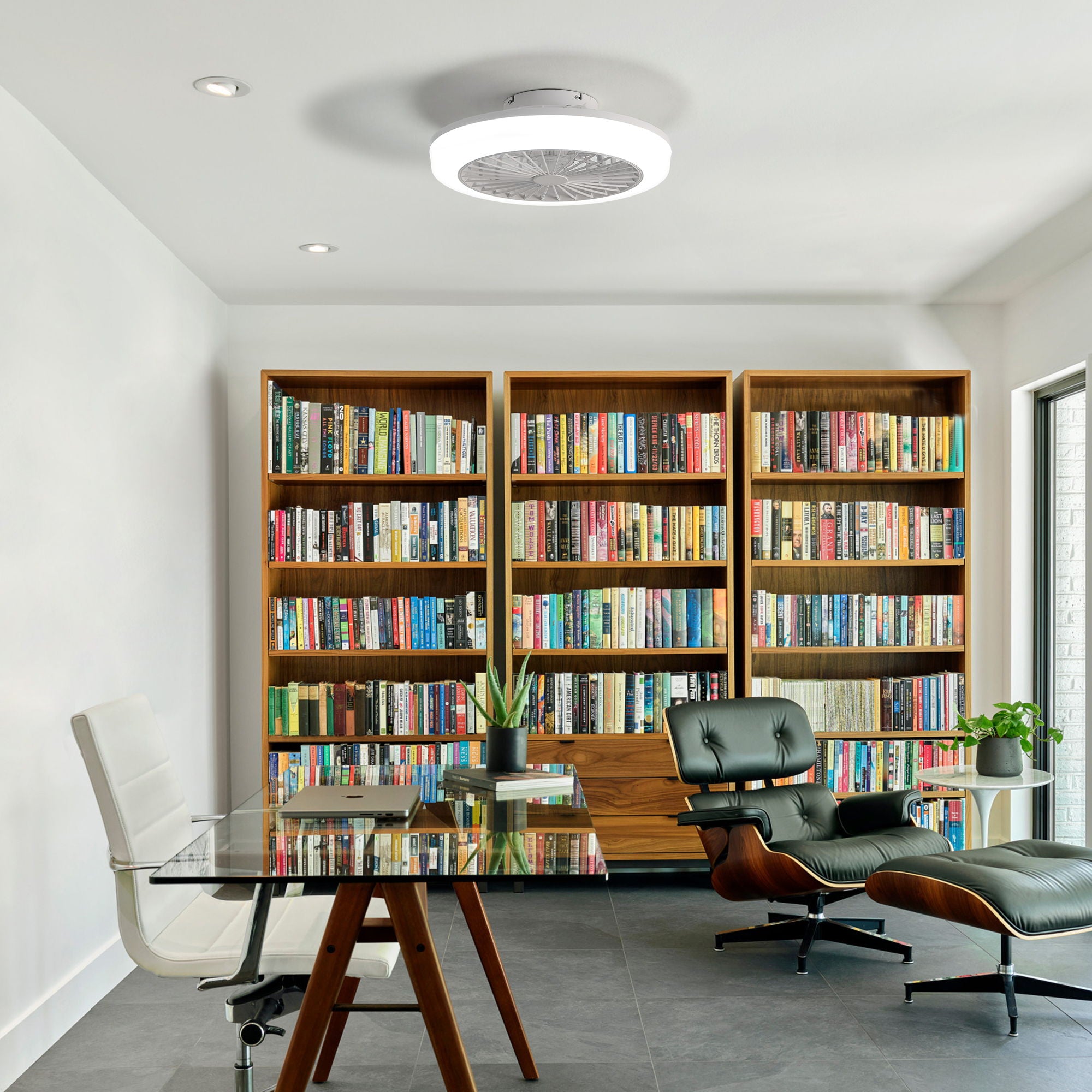 Bladeless Ceiling Fan With Light And Remote Control - White