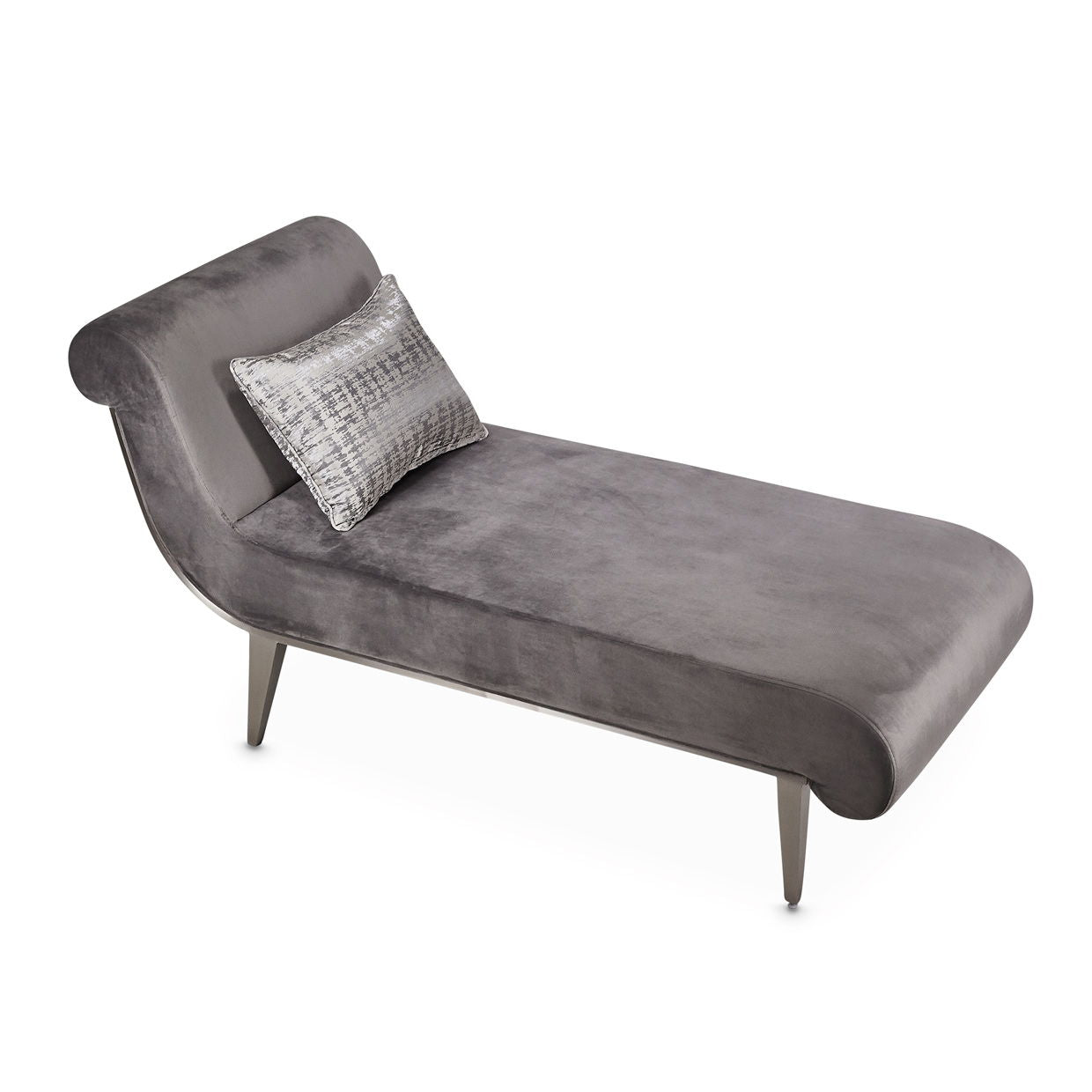 Roxbury Park - Velvet Chaise - Gray Pearl / Stainless Steel