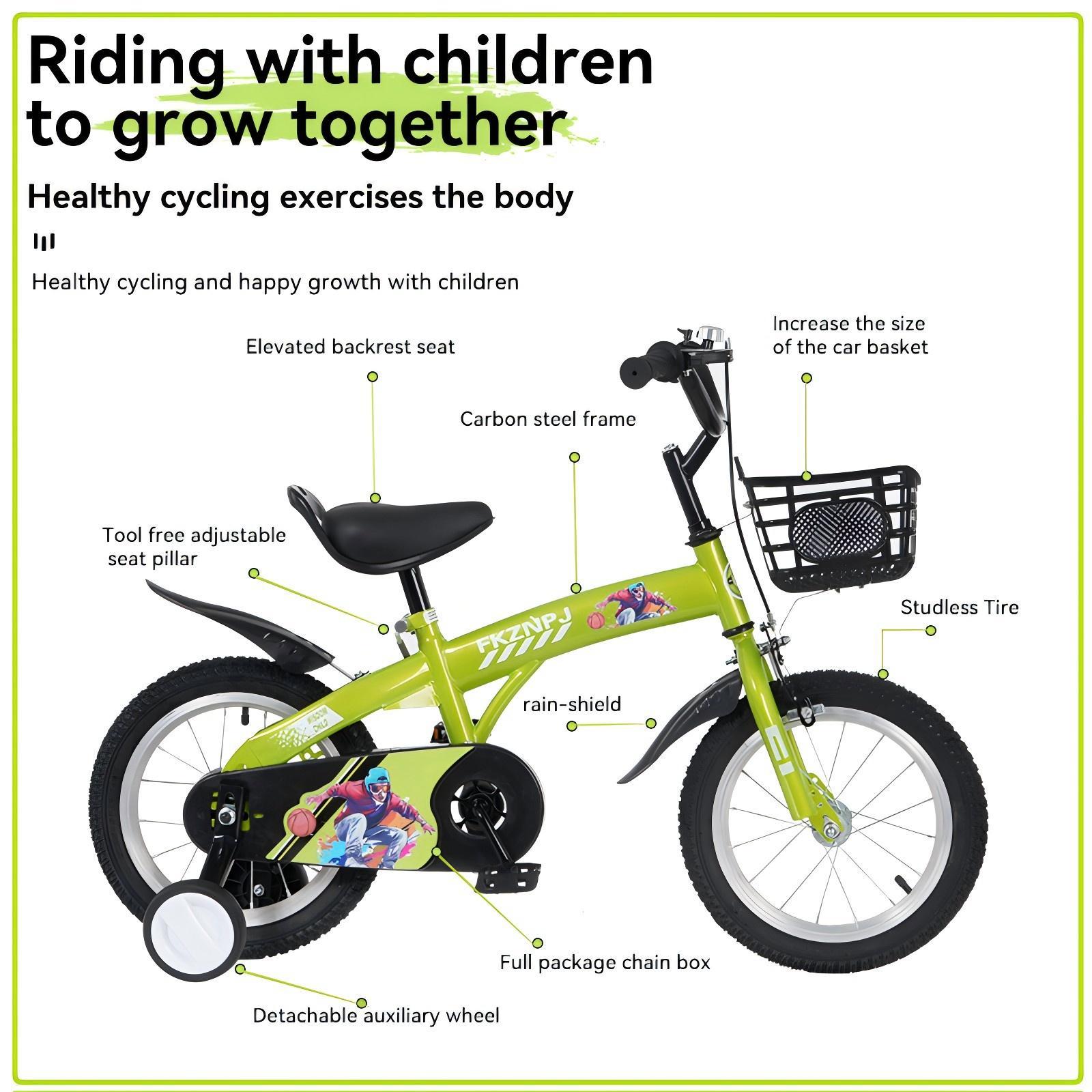 Fkznpj - 16" Sporty Kids Bike With Training Wheels And Stand Adjustable Saddle Suitable For Boys And Girls Aged 4 - 8 Years Tall Height 41 - 46" Available In A Variety Of Colors - Best Buy Furniture
