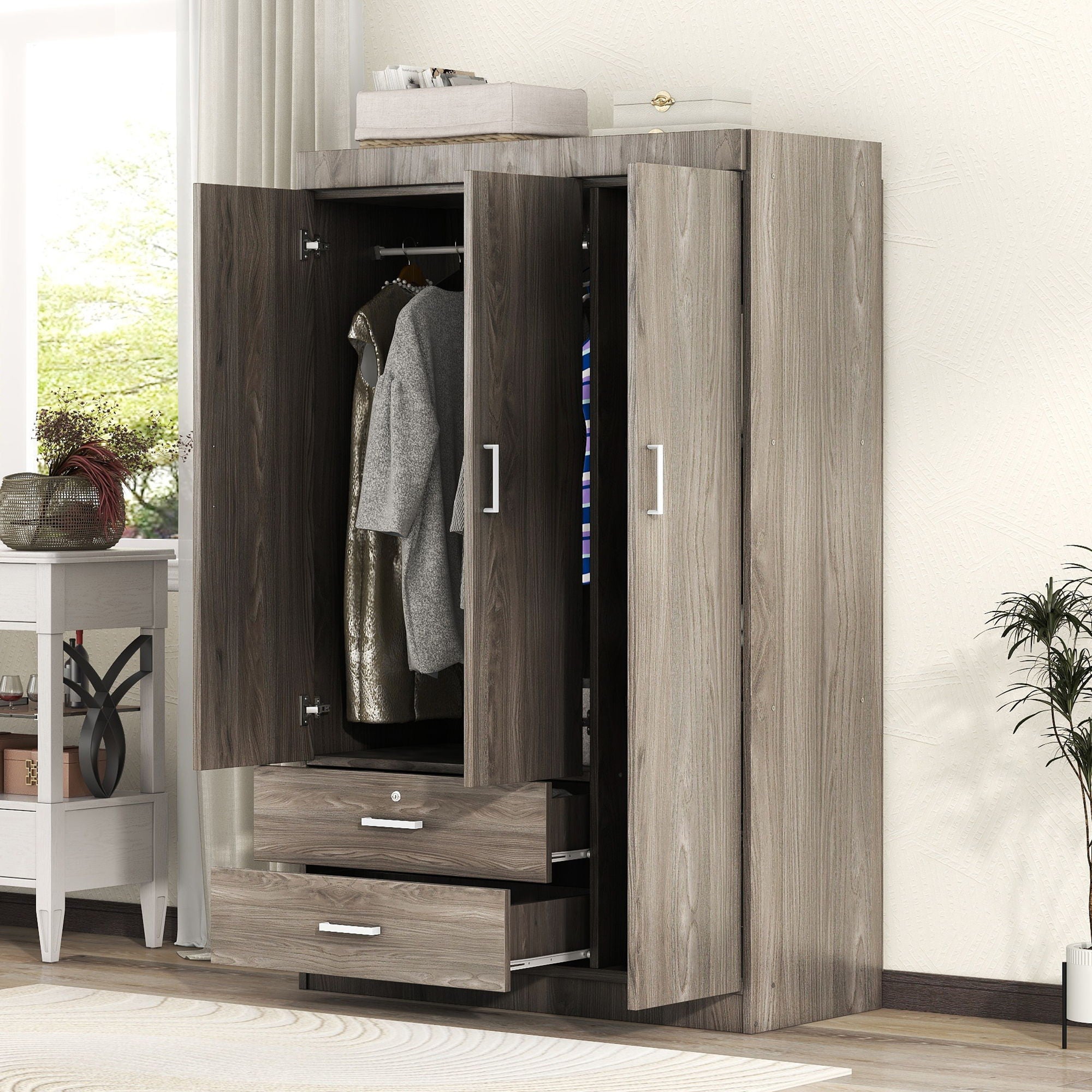 3 Door Wardrobe With 2 Drawers