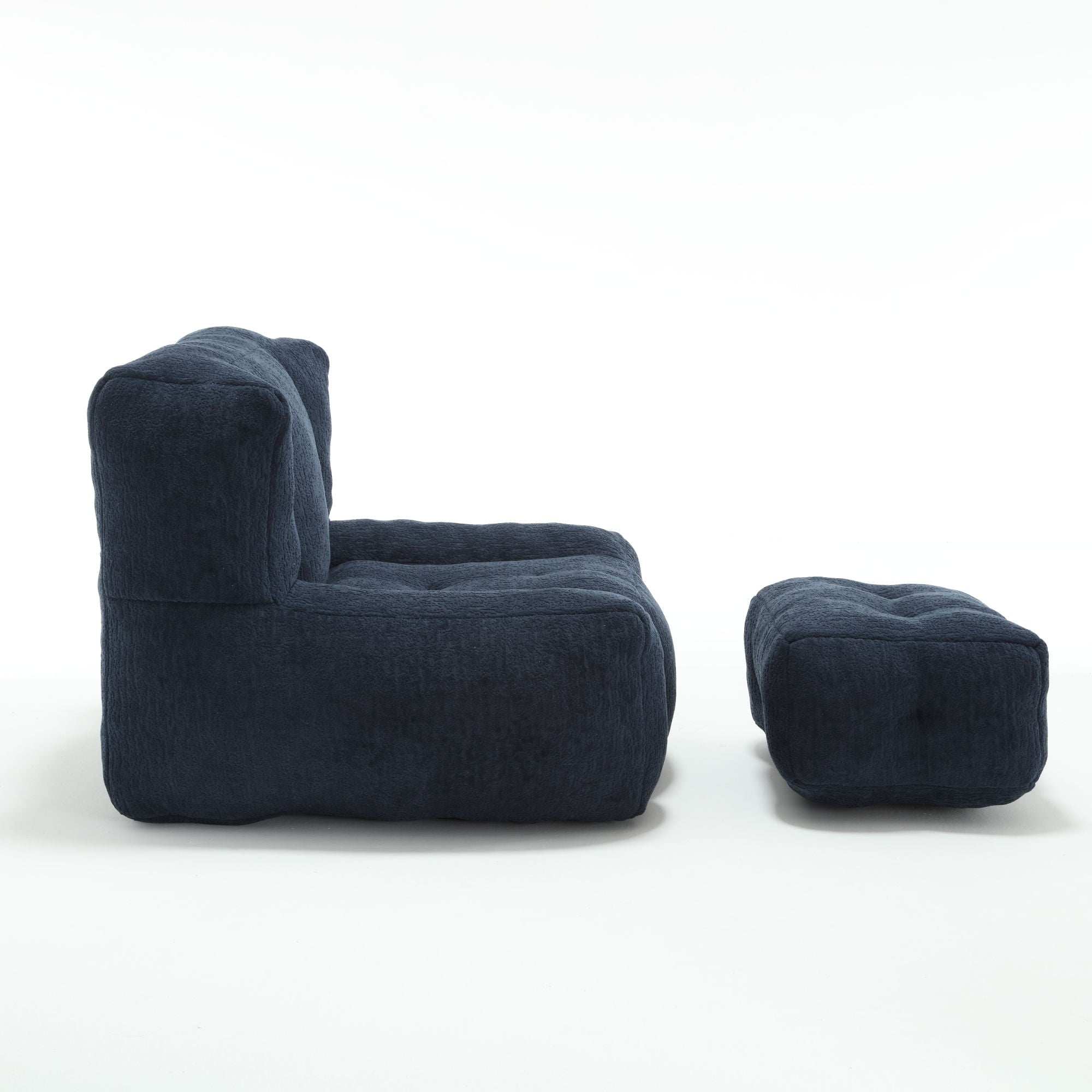 Modern Indoor Fluffy Bean Bag Chair With Memory Foam And Ottoman, Super Soft