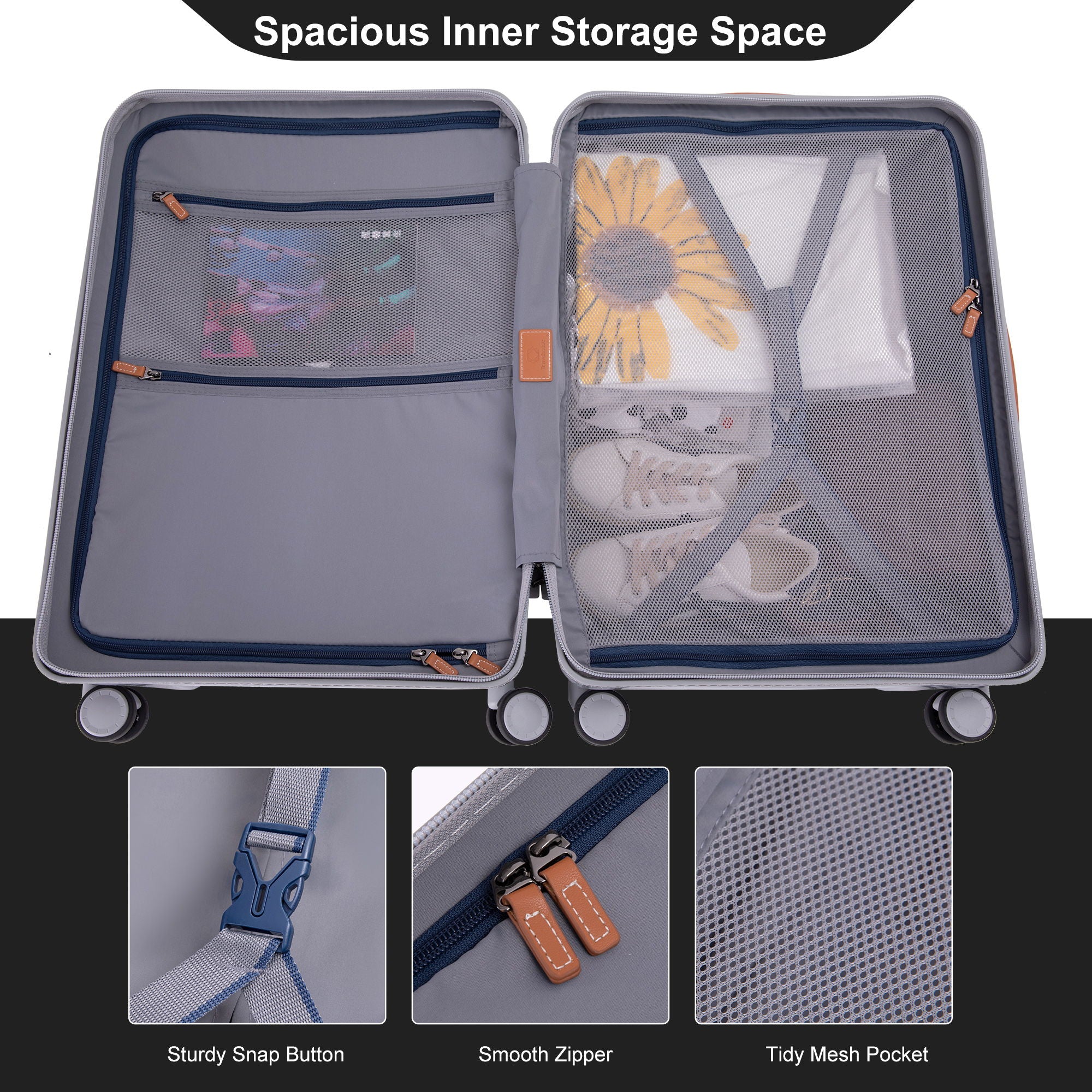 24" Luggage Lightweight Suitcase Tsa Lock USB Port Luggage Wheel
