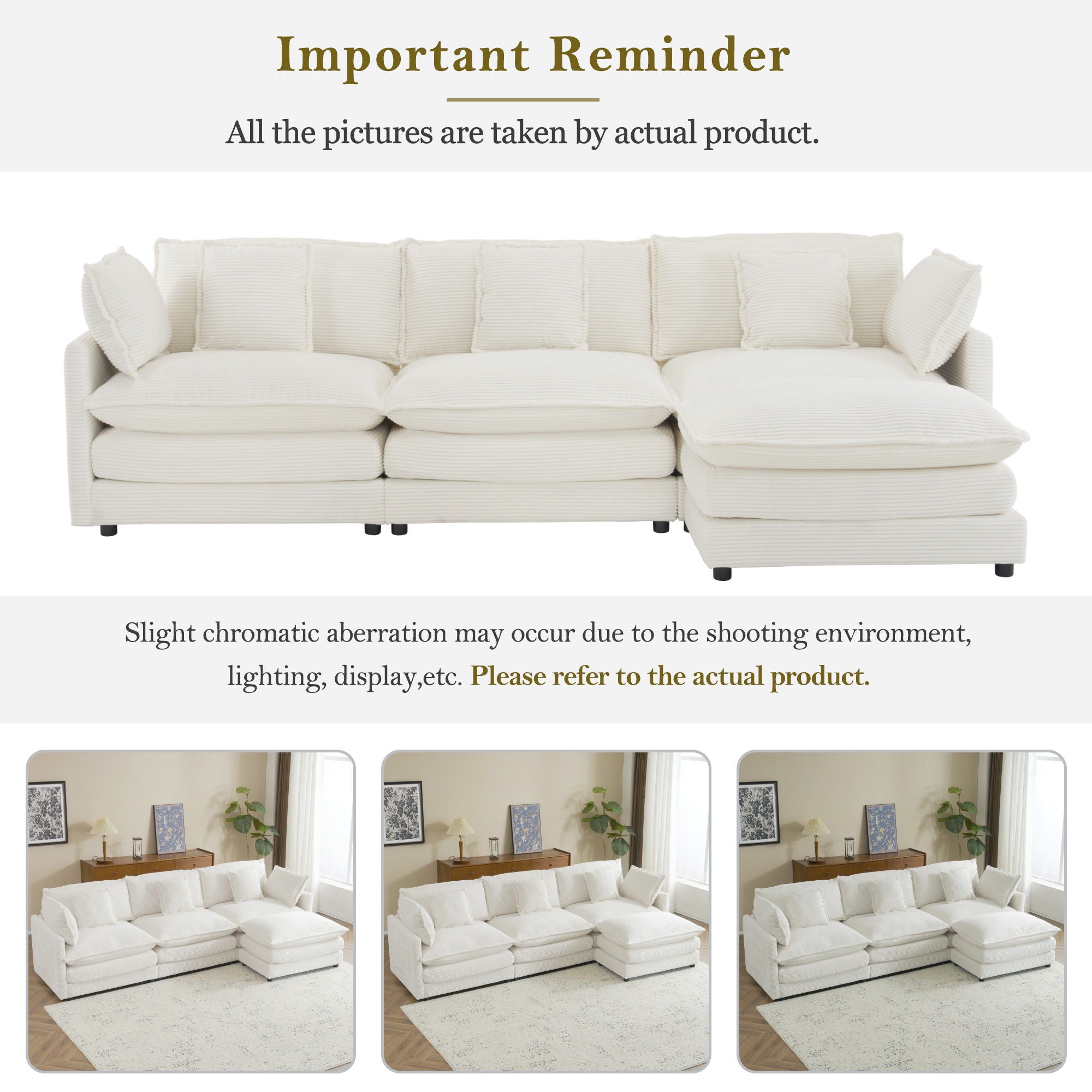 Modern Modular Sectional Sofa With Side Storage Pockets For Living Room