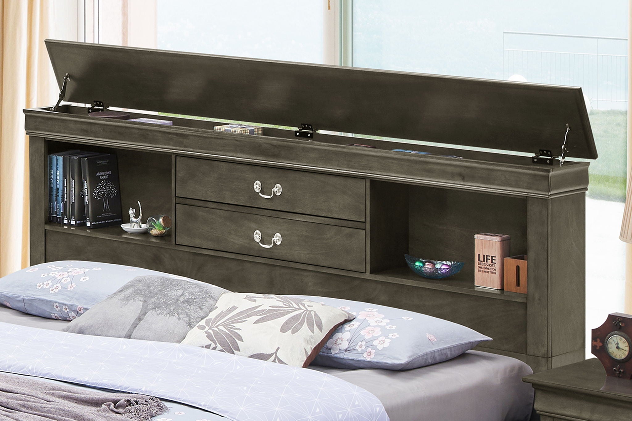 Traditional Style Bookcase Storage Bed