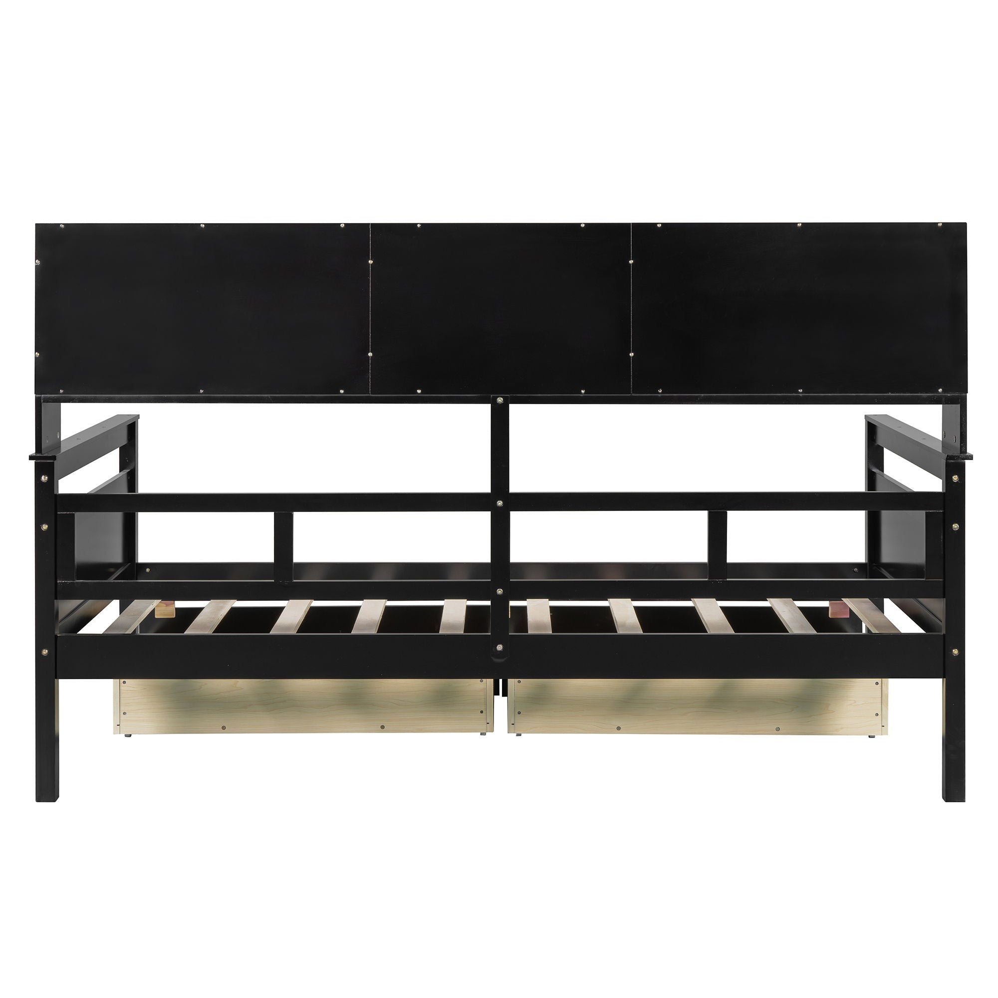 Daybed, Slat Support, With Bedside Shelves And 2 Drawers