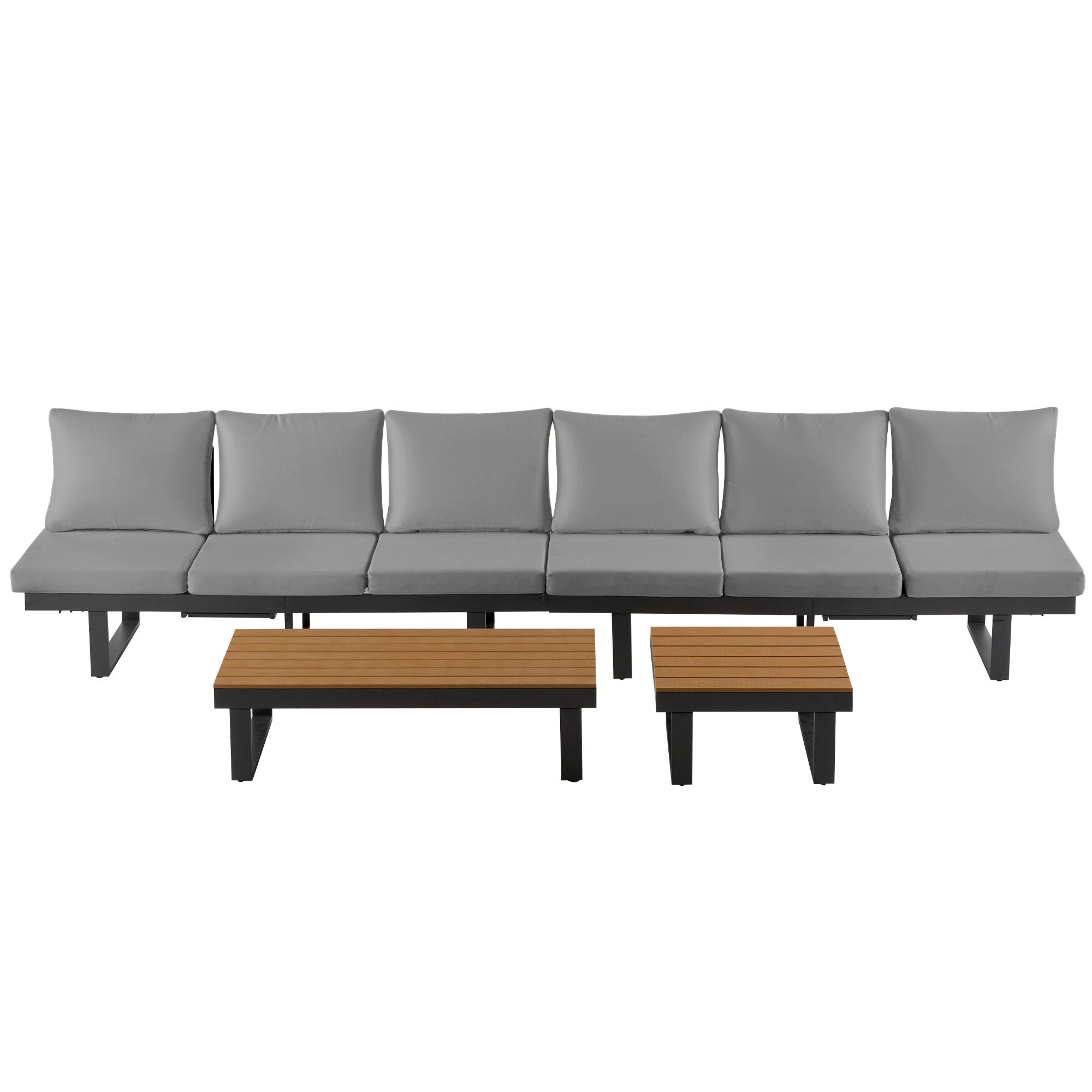 Outdoor Sectional Sofa Set With Adjustable Reclining Seats