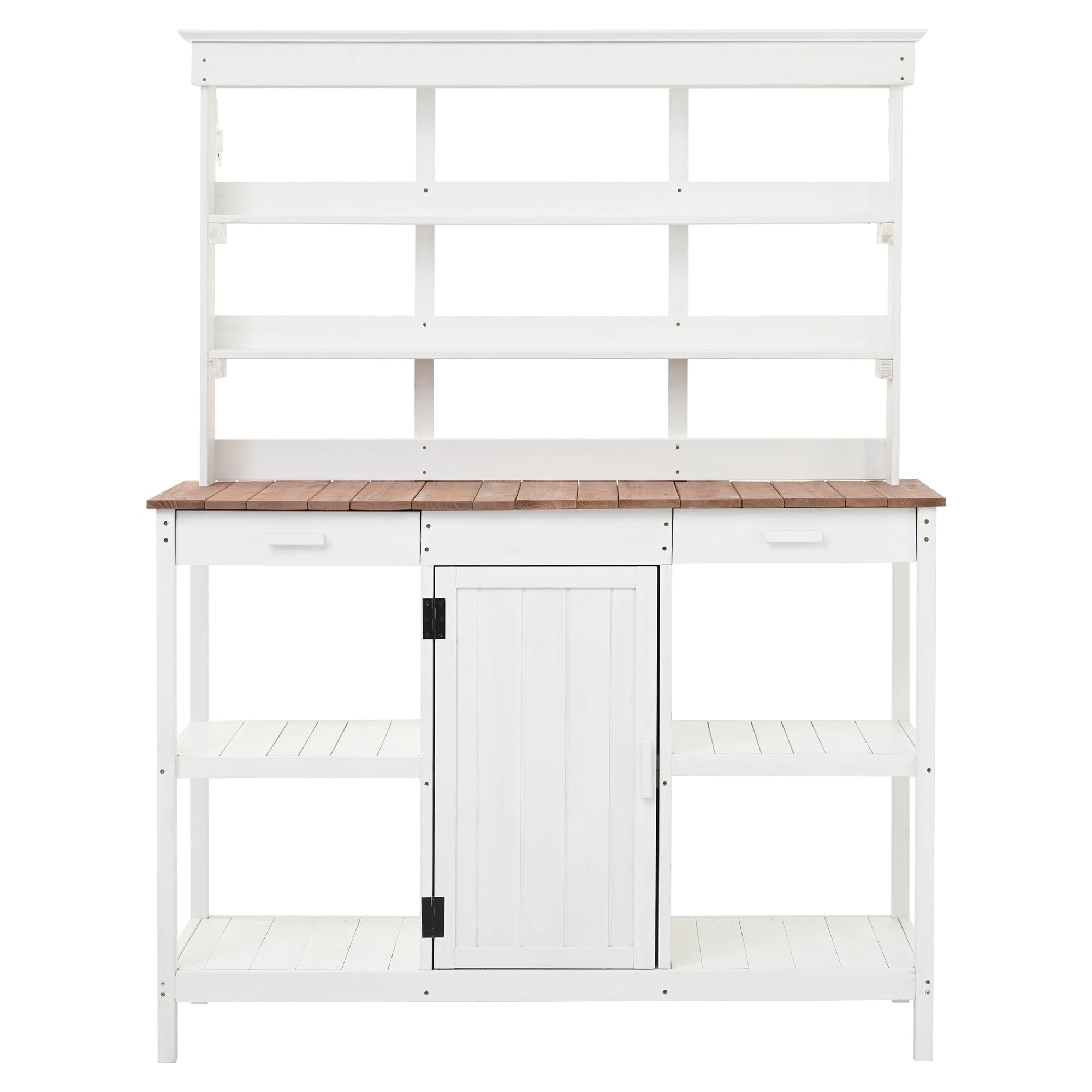 Topmax 66' Large Outdoor Farmhouse Wooden Potting Bench Table
