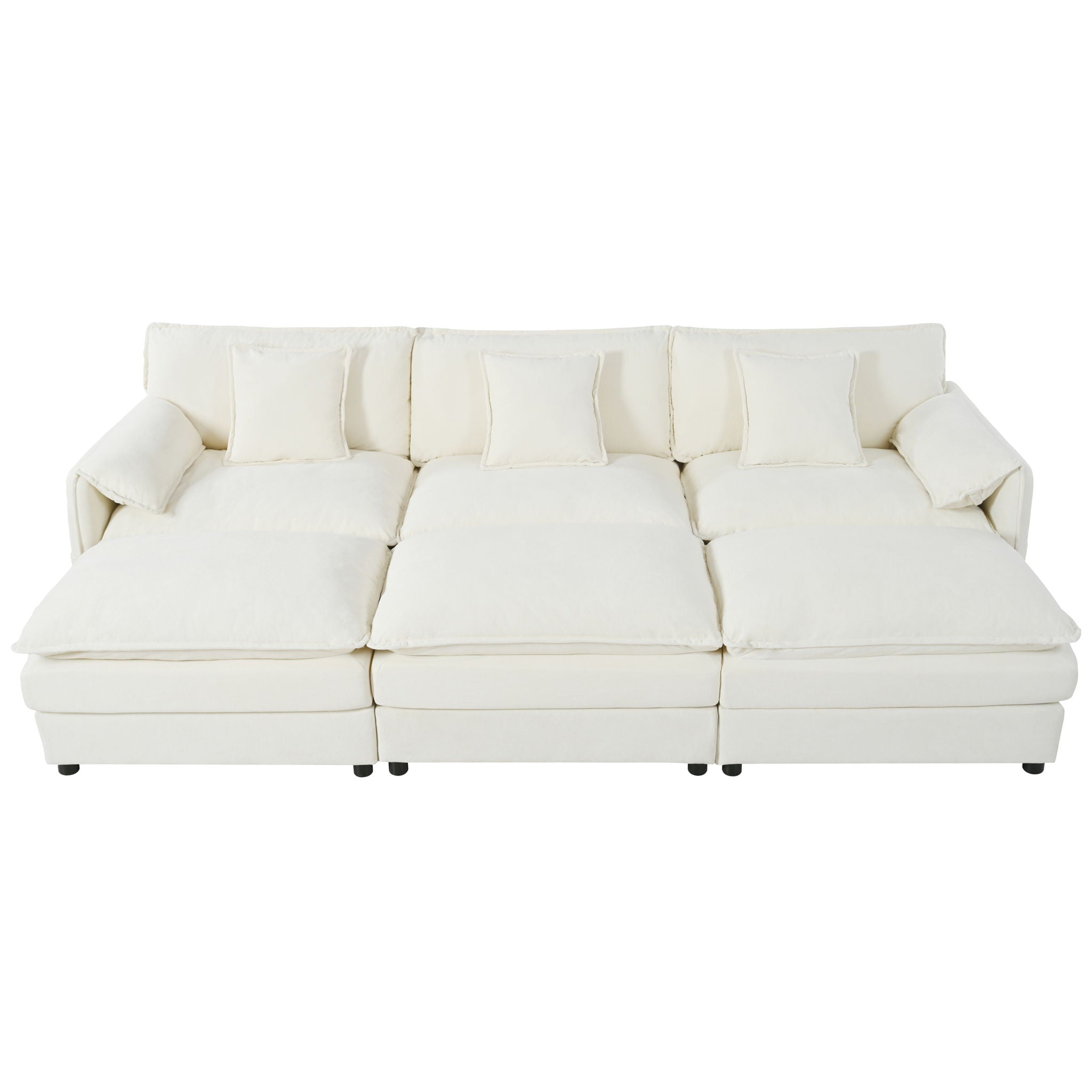 Modern Comfy Deep Seat Modular Sectional Sofa Cloud Couch With Ottoman