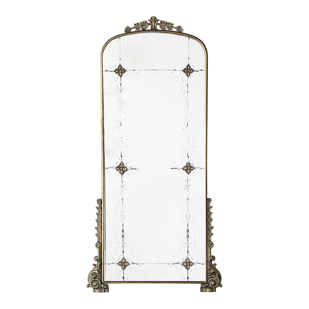 Antique Arched Mirror With Metal Frame, Full Length Mirror For Living Room Bathroom Entryway - Gold - Best Buy Furniture