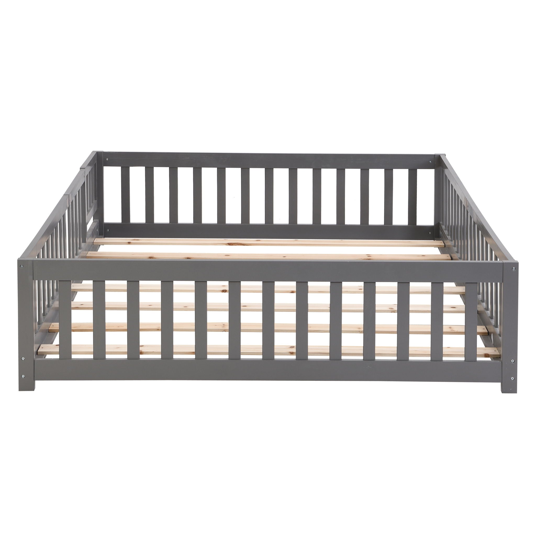 Floor Bed With Door And Fence For Children
