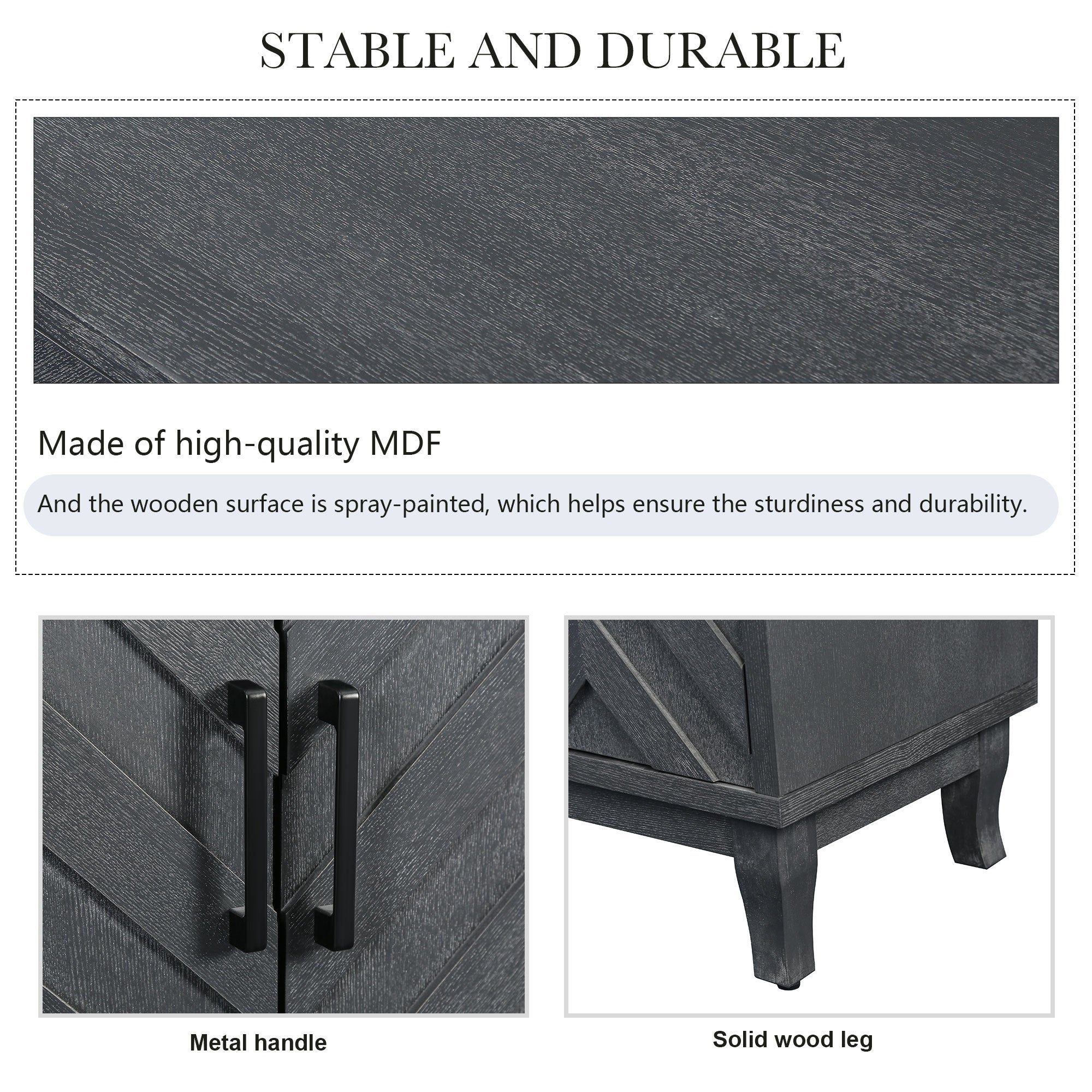 Stronger vintage style buffet cabinet, taupe grey