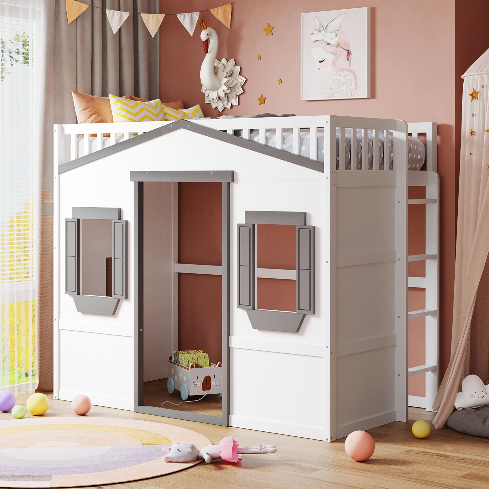 Elegant House Loft Bed With Ladder