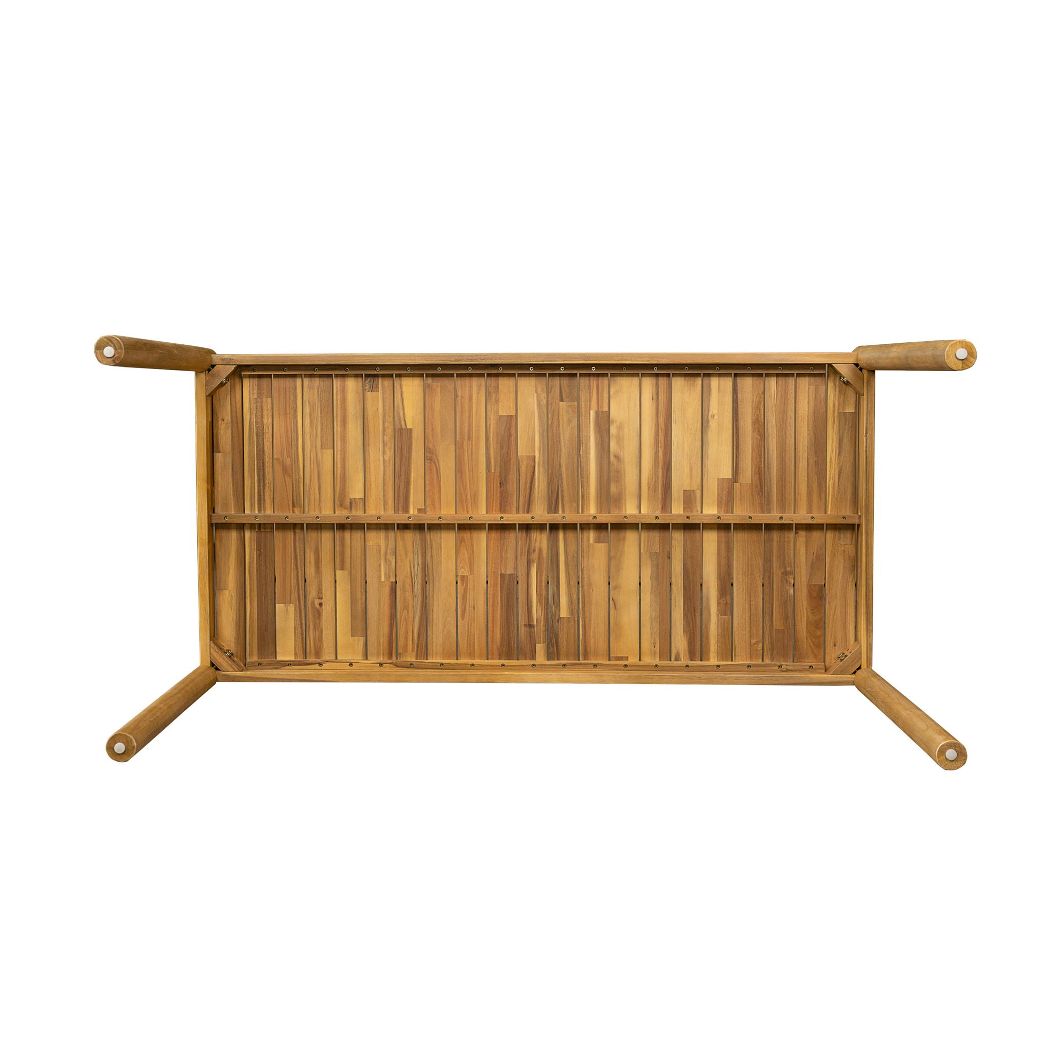 Outdoor Dining Set 1 Table 4 Chairs (Set of 5) - Teak / Beige