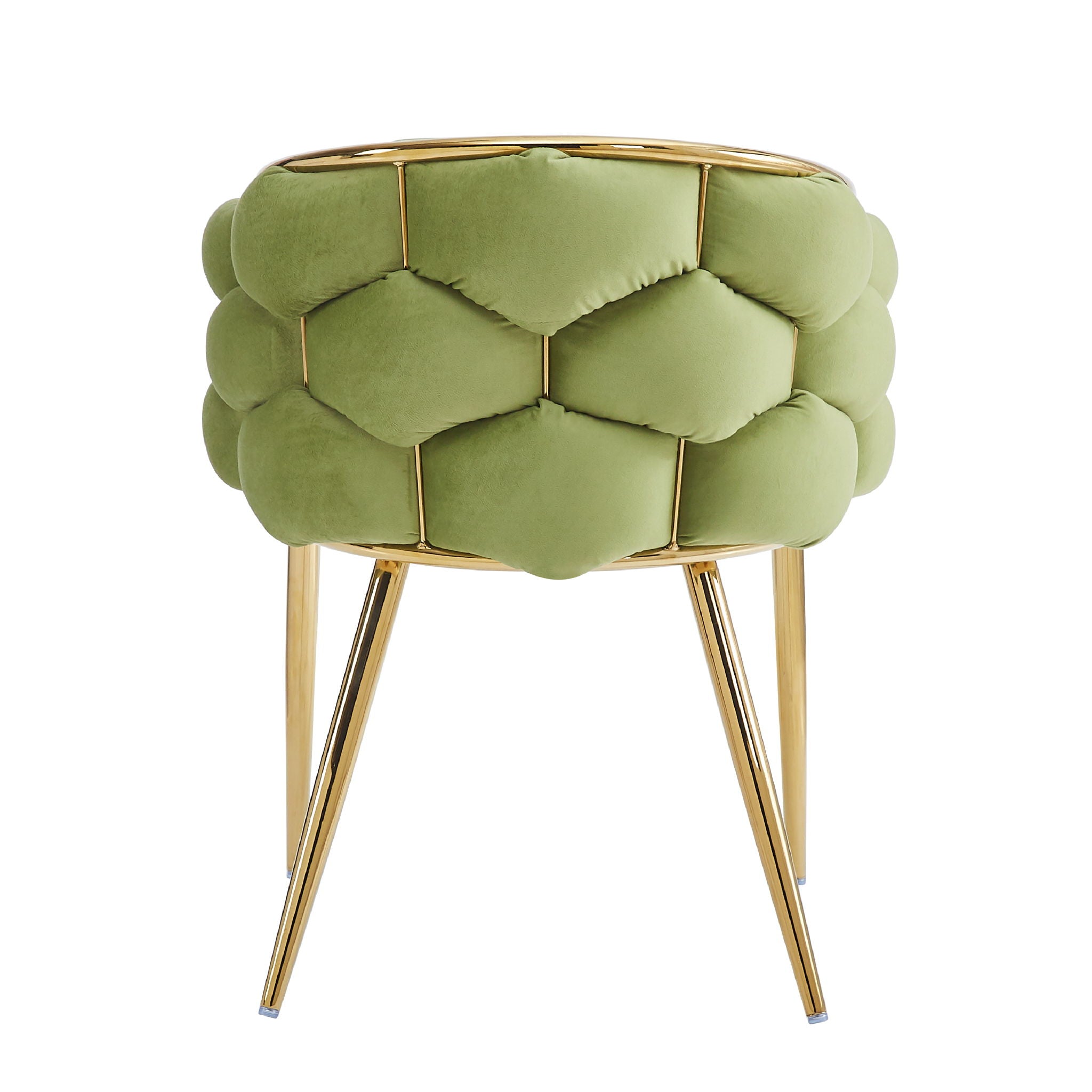 Luxury Handmade Accent Chair (Set of 2) With Gold Legs, Modern Green Velvet Armchair For Living Room And Bedroom - Green