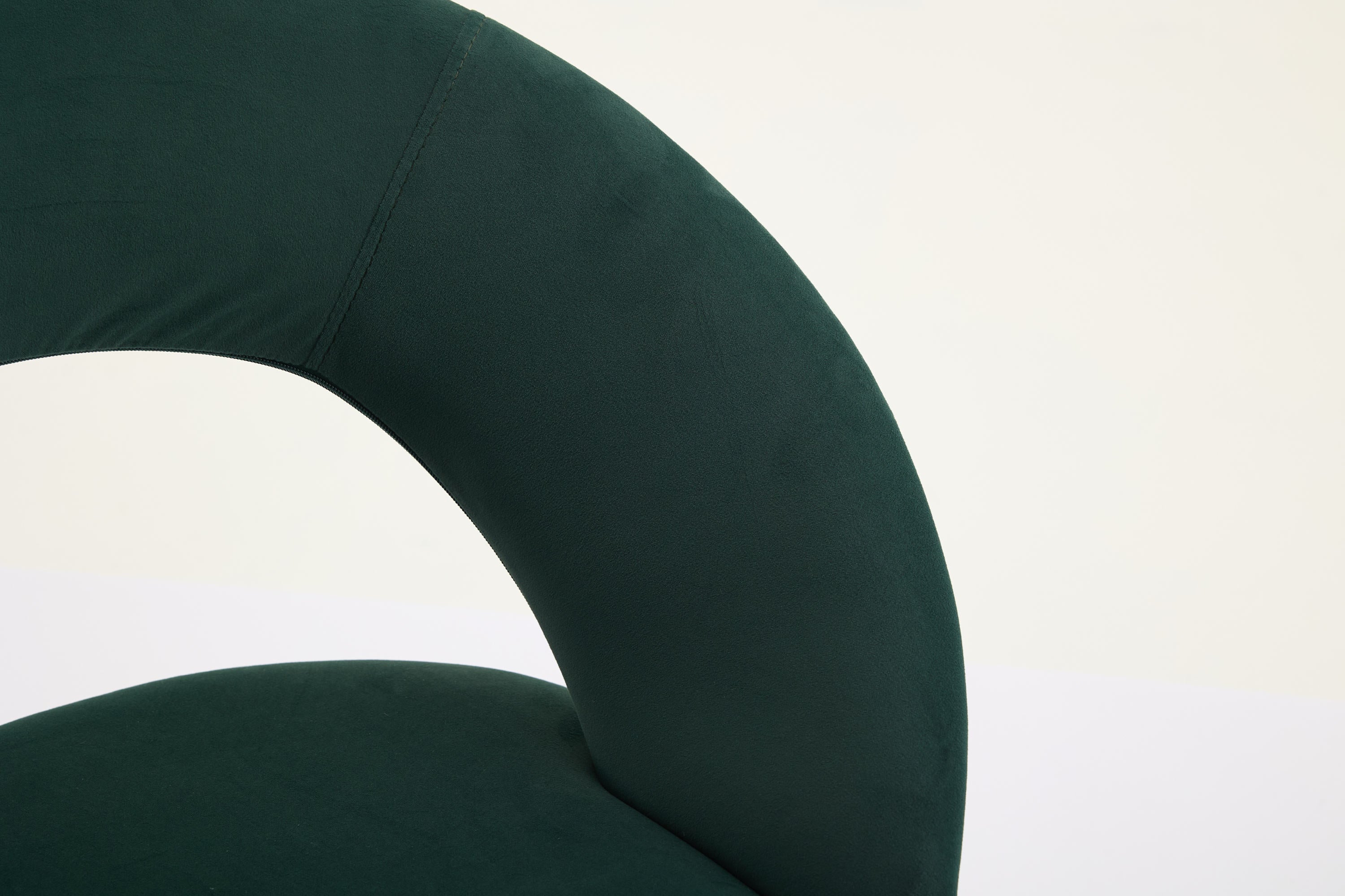 Velvet Fabric Dining Chair with Curved Backrest and Golden Metal Legs