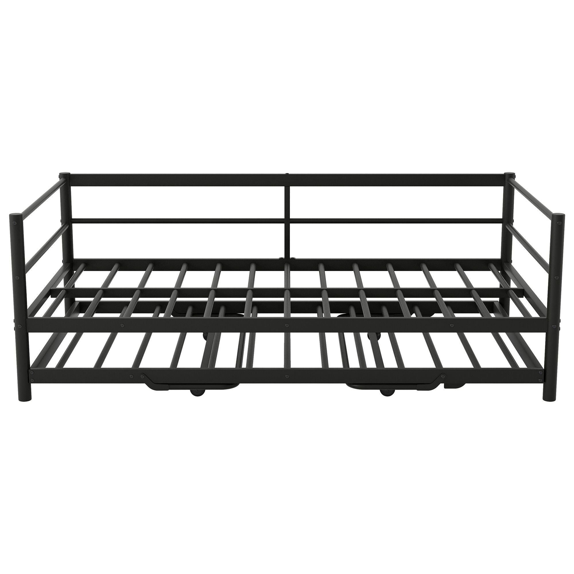 Industrial Metal Daybed With Adjustable Pop Up Trundle And LED Strip
