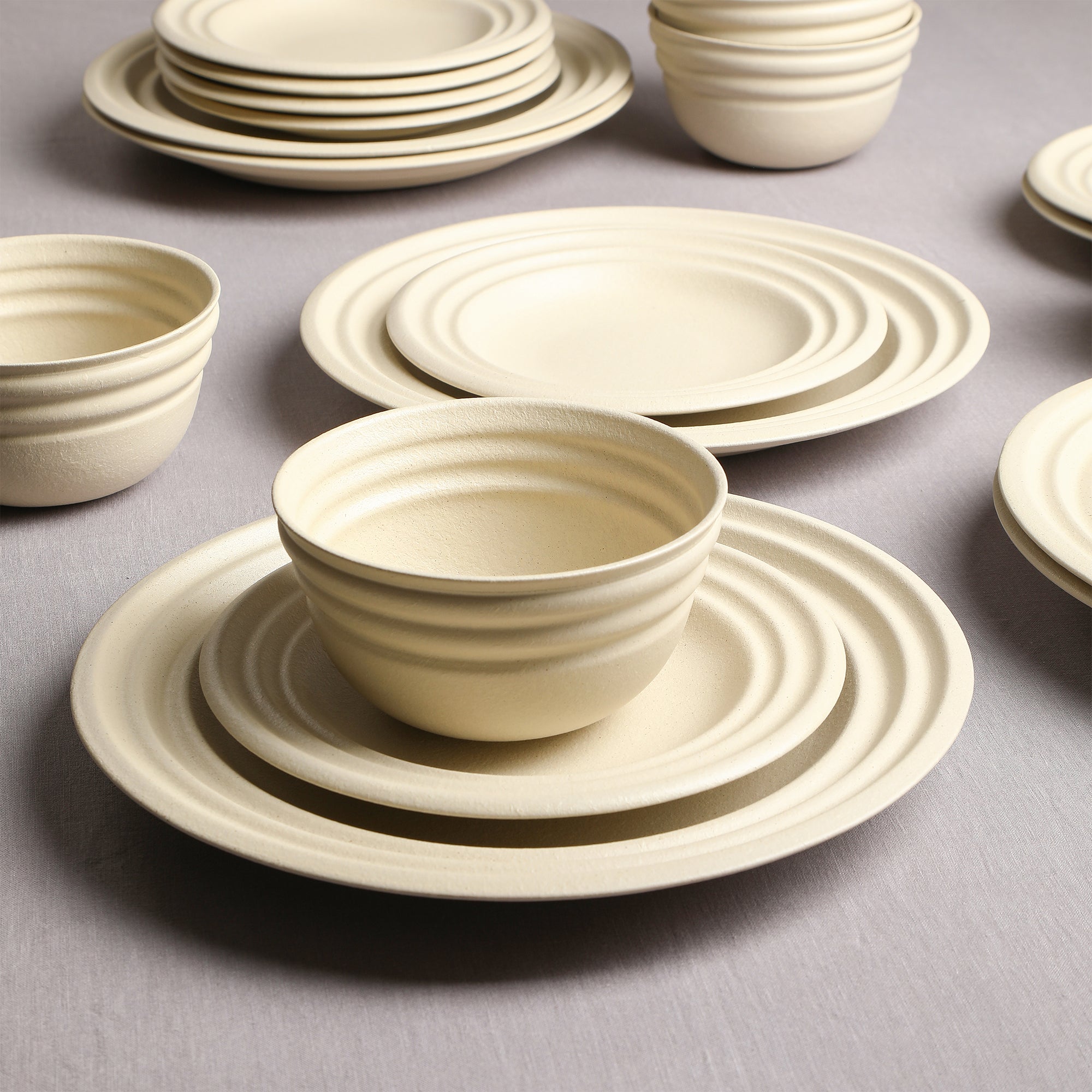 Stone Lain Zen Stoneware 12-Piece Dinnerware Set, Beige